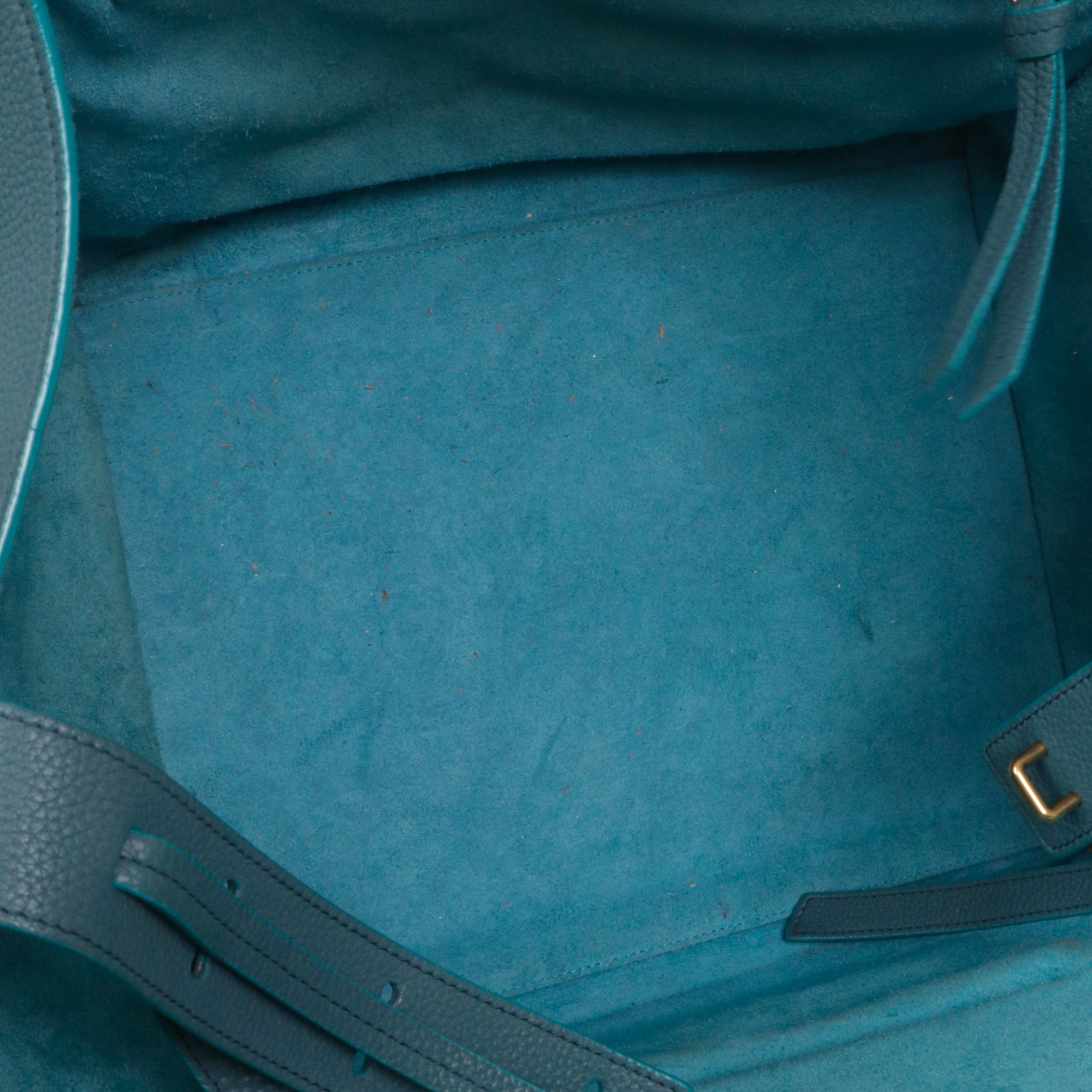 CELINE - Sac à main Luggage Celine en cuir bleu canard