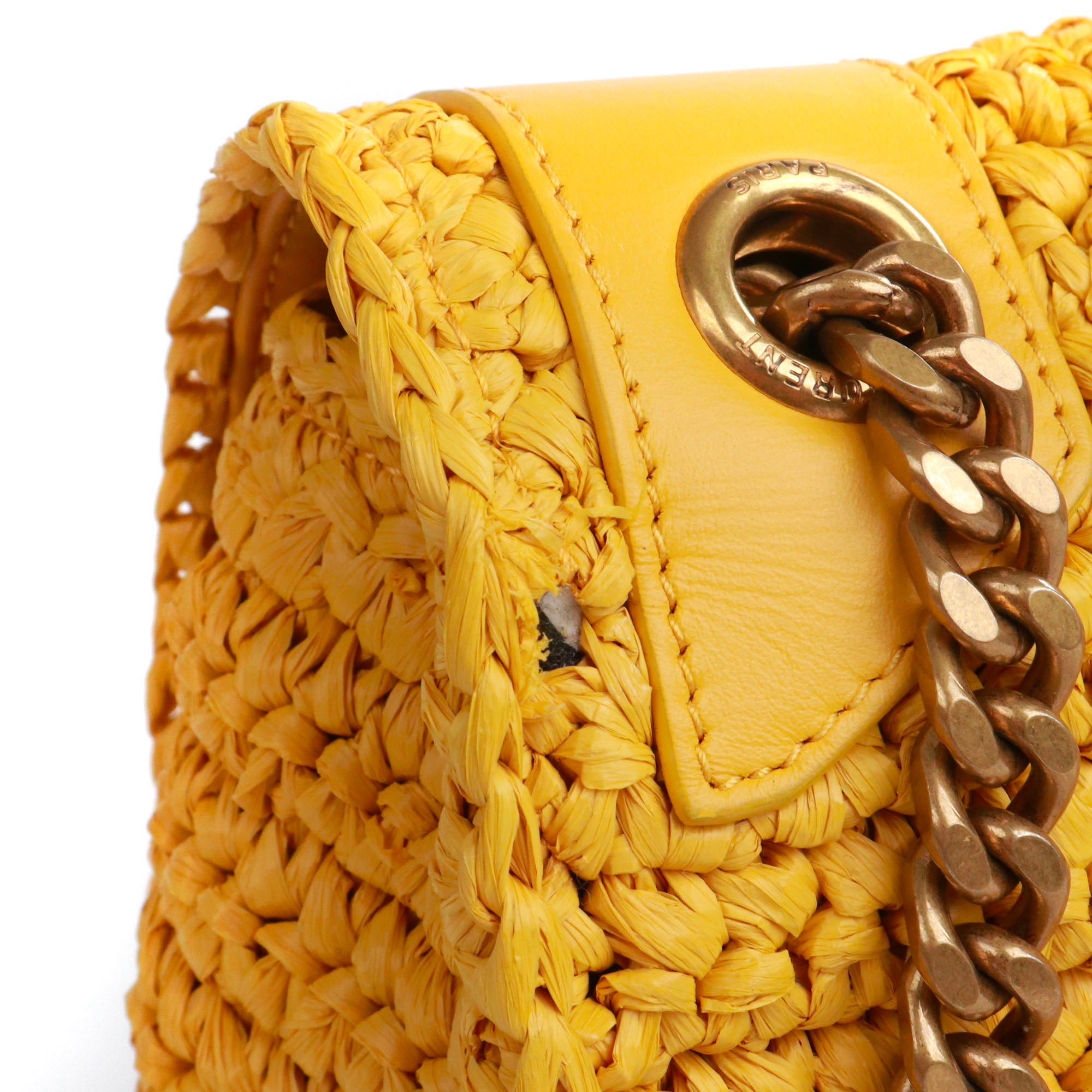 SAINT LAURENT - Sac à bandoulière Niki medium Saint Laurent en raphia jaune