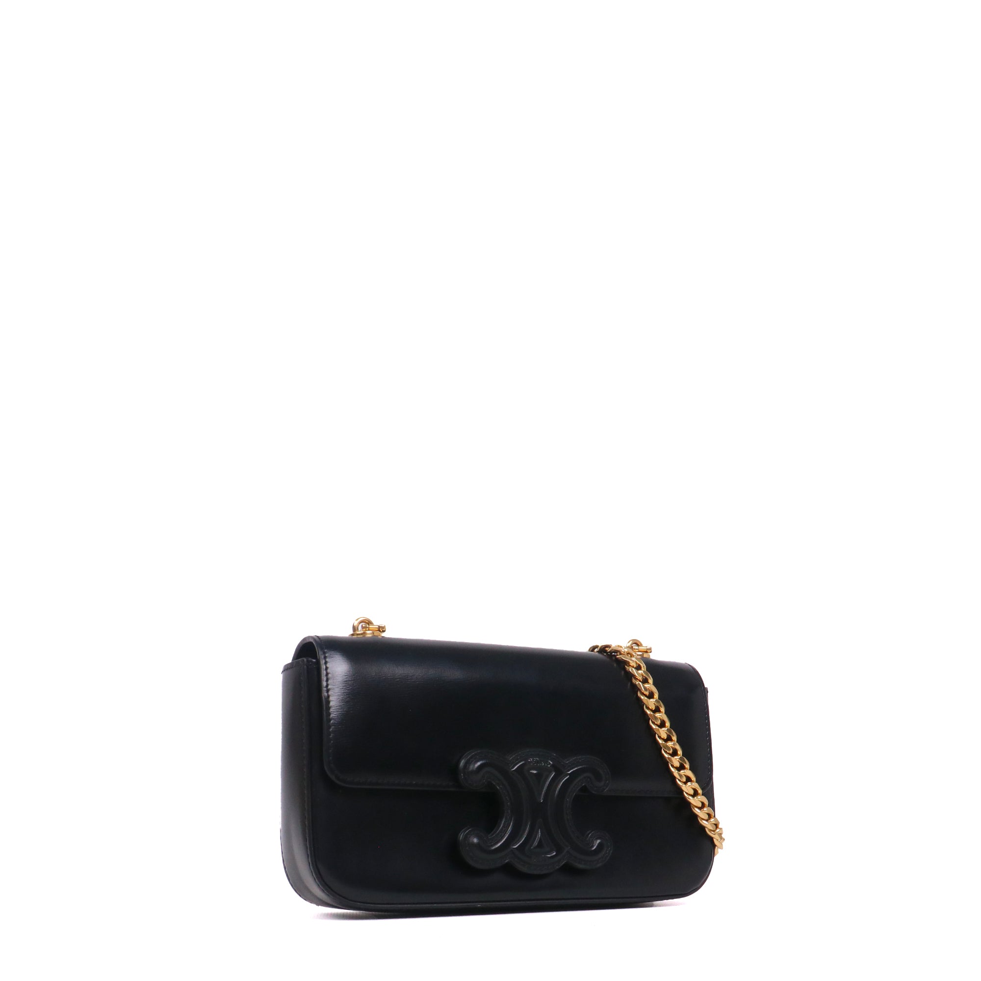 CELINE - Sac à épaule Shoulder Chain bag Triomphe Céline en cuir noir