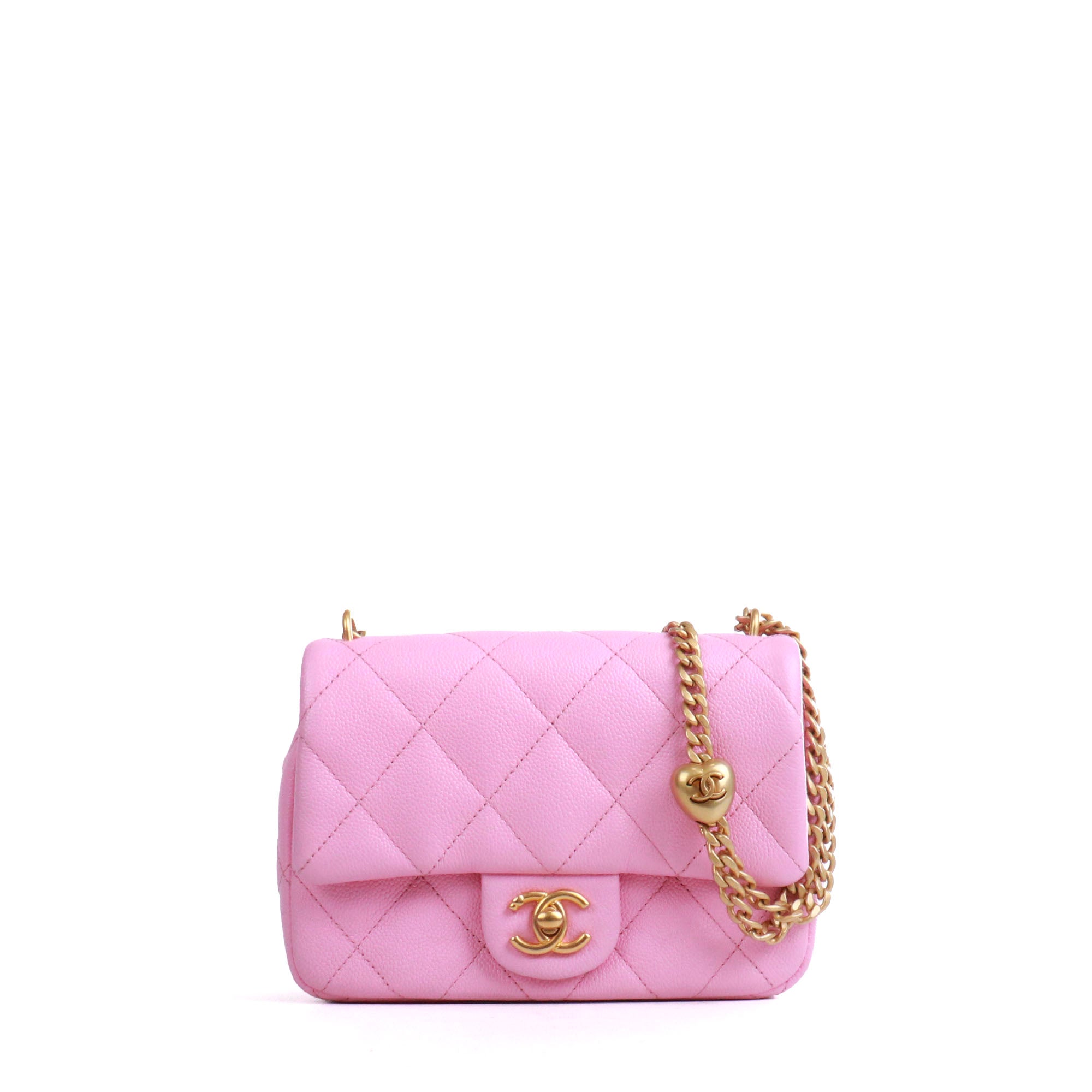 CHANEL - Sac à bandoulière Timeless/Classique Heart Crush en cuir caviar rose