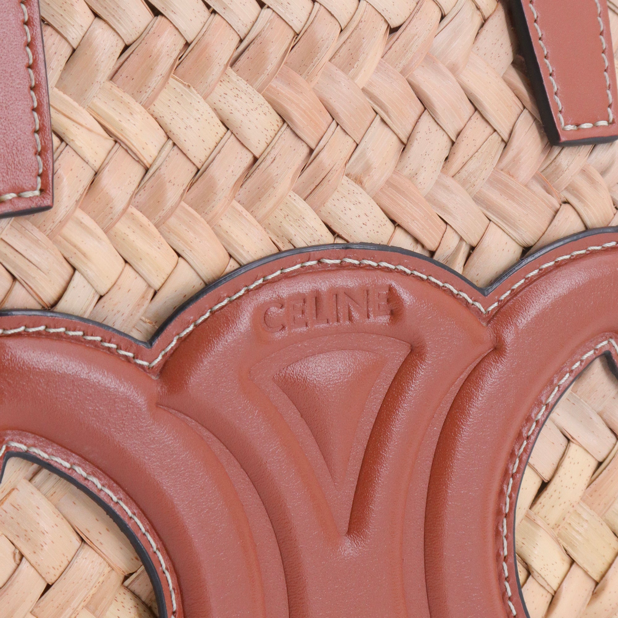 CELINE - Panier Triomphe teen Celine en paille et cuir tan