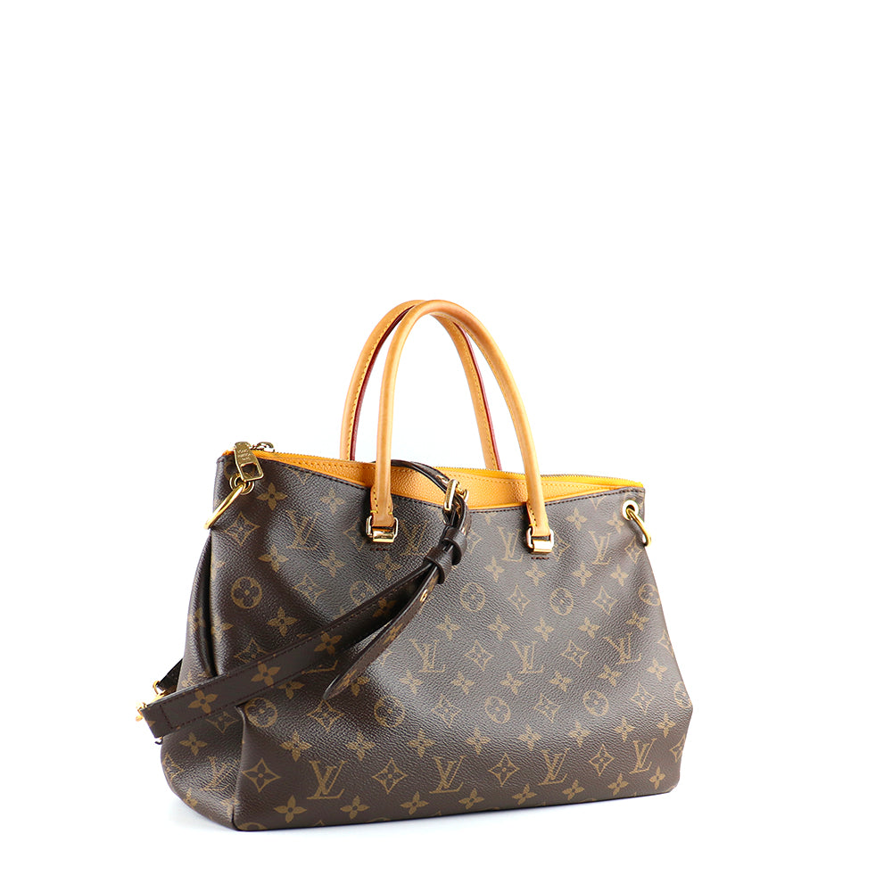 LOUIS VUITTON - Sac à main Pallas en toile monogramme et cuir orange