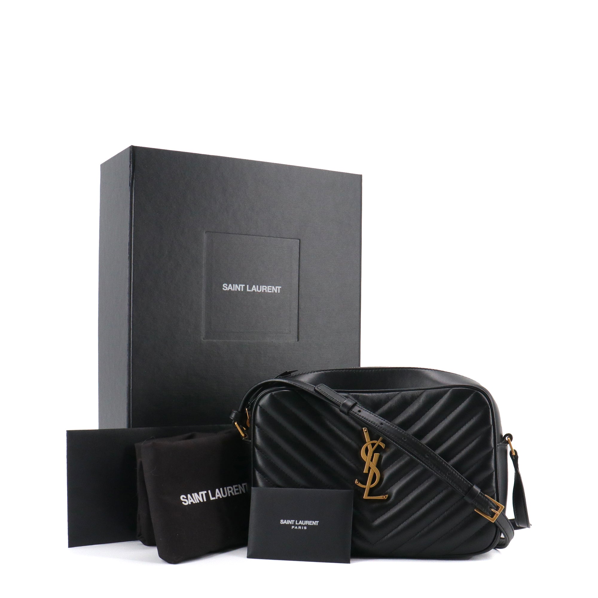 SAINT LAURENT - Sac à bandoulière Lou Saint Laurent en cuir chevron noir