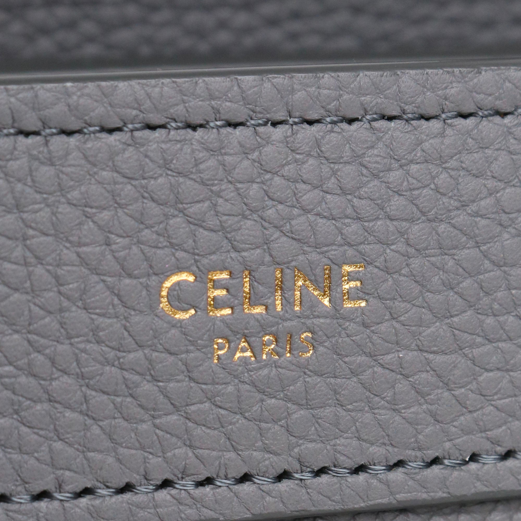 CELINE - Sac à main Luggage nano Céline en cuir grainé gris