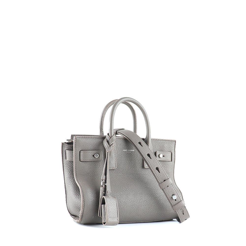 SAINT LAURENT - Sac de jour nano en cuir grainé gris