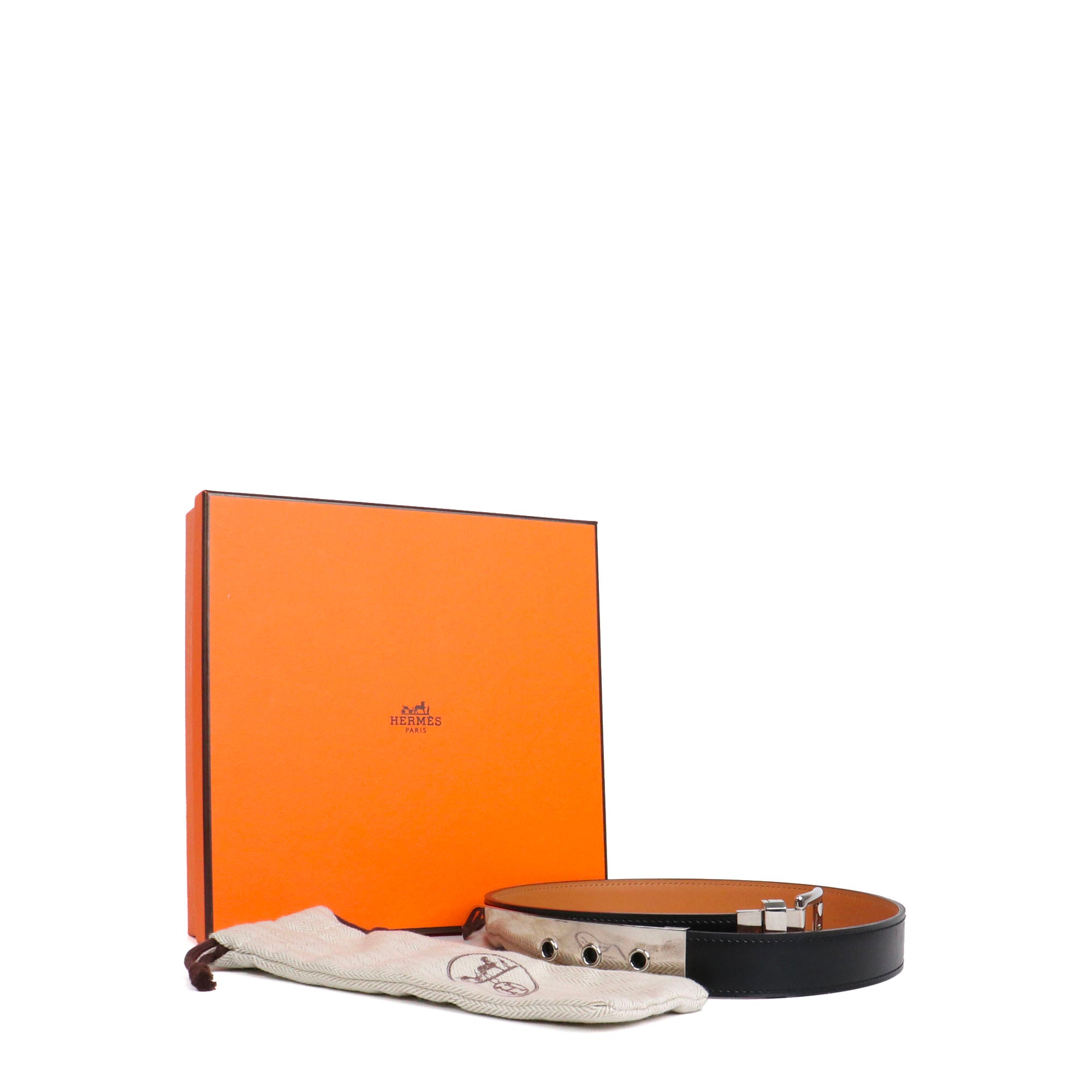 HERMÈS - Ceinture Java Hermès en cuir box noir (T65)