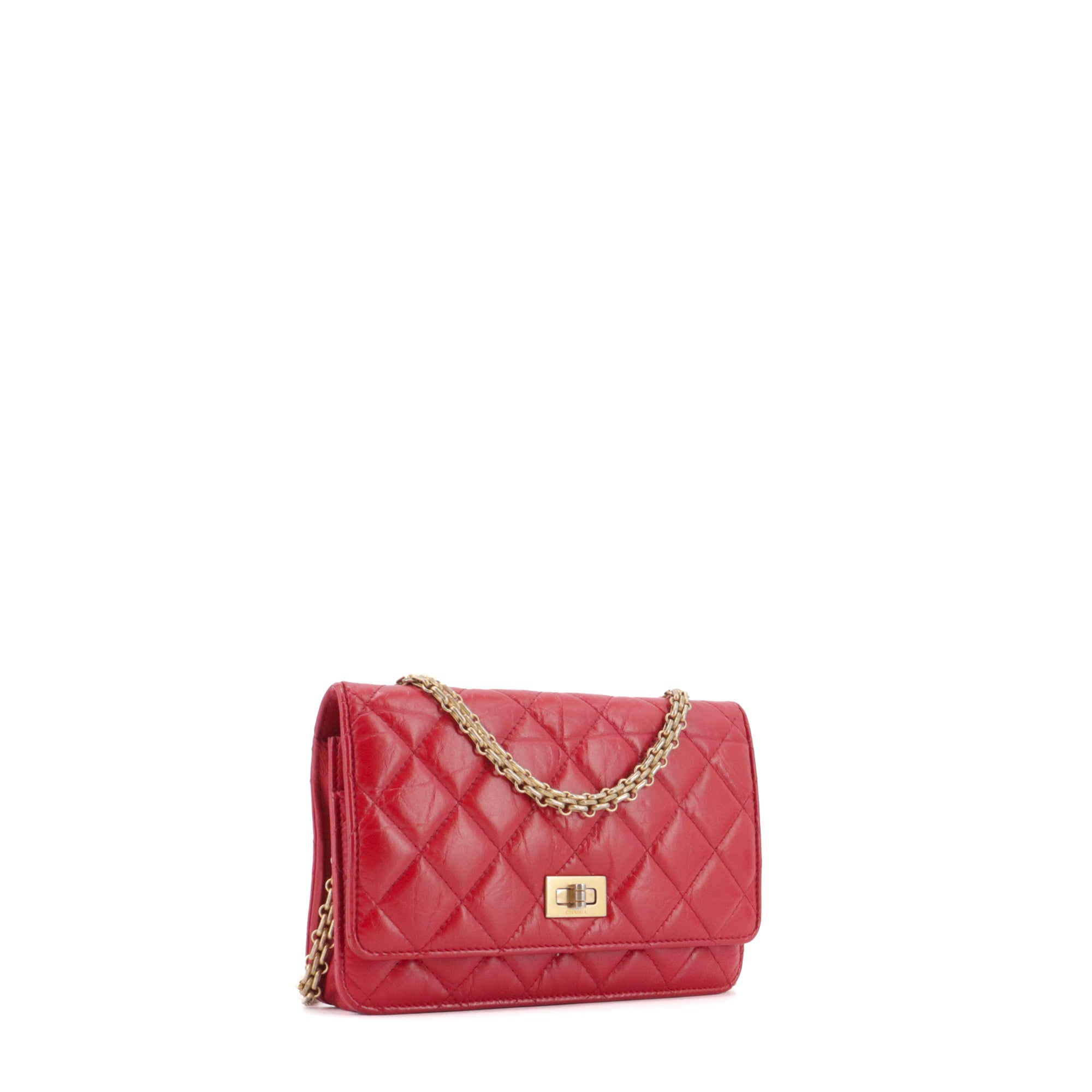 CHANEL - Wallet on chain 2.55 Chanel en cuir matelassé rouge