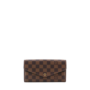 LOUIS VUITTON - Portefeuille Sarah Louis Vuitton en toile damier ébène