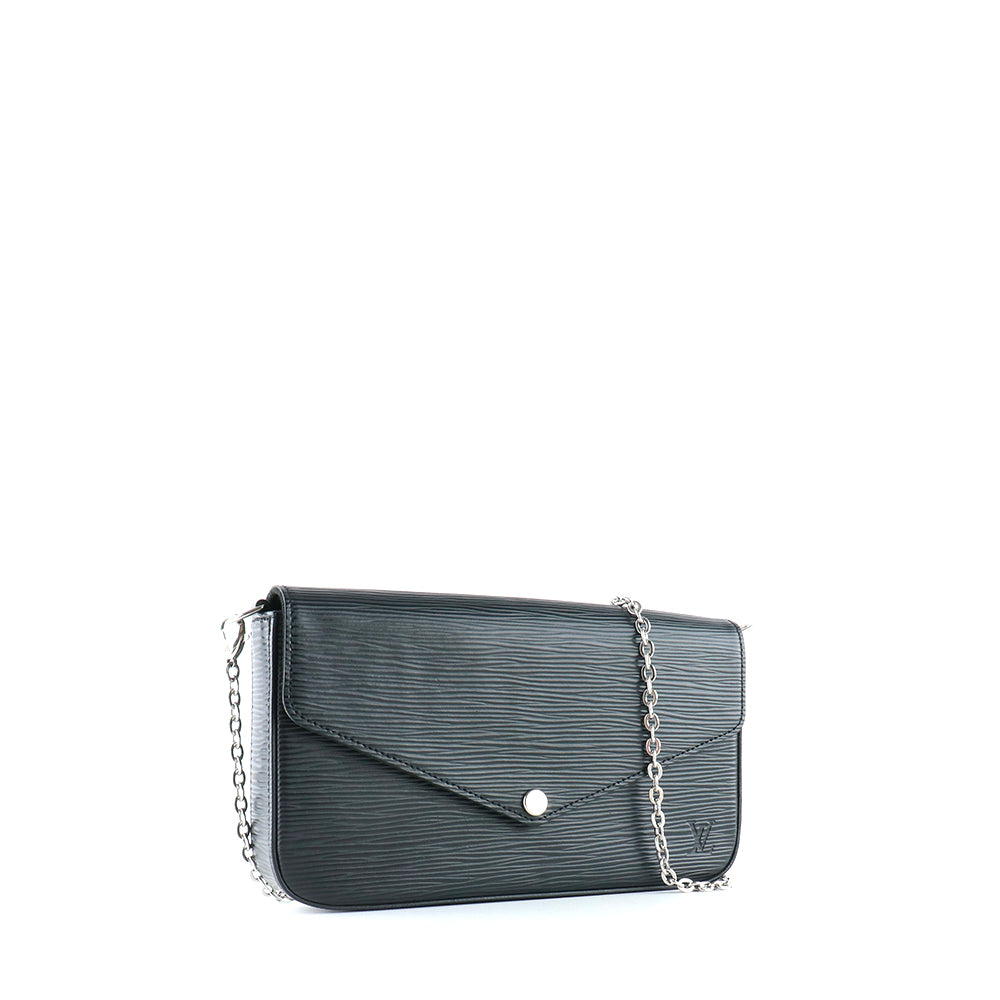 LOUIS VUITTON - Pochette Felicie en cuir épi noir