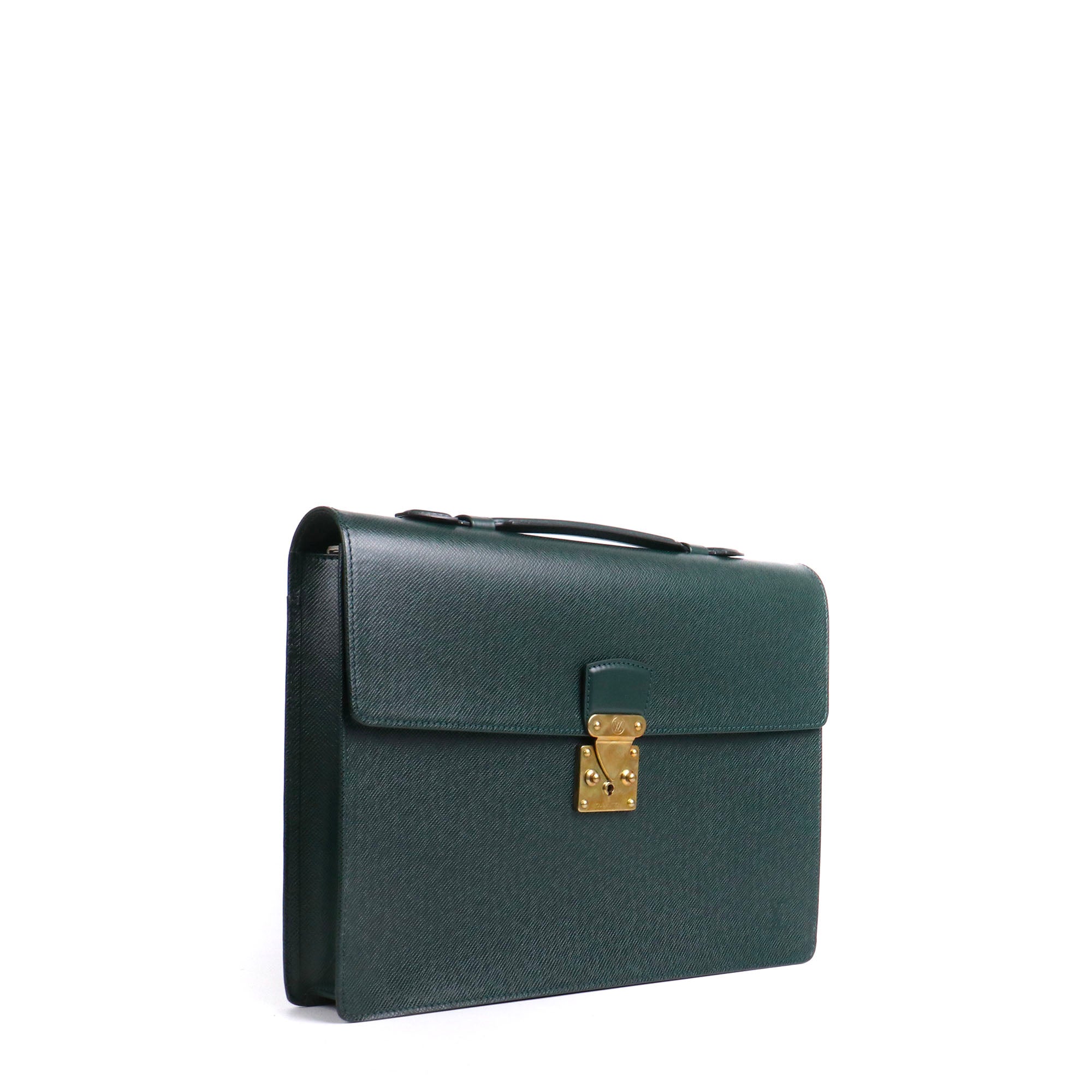 LOUIS VUITTON - Cartable Kourad Louis Vuitton Vintage en cuir grainé vert