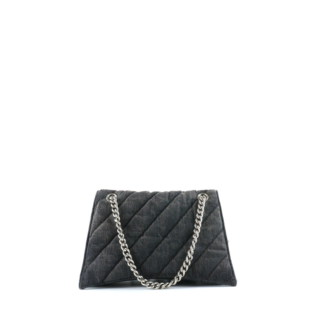 BALENCIAGA - Crush medium shoulder bag in anthracite gray denim
