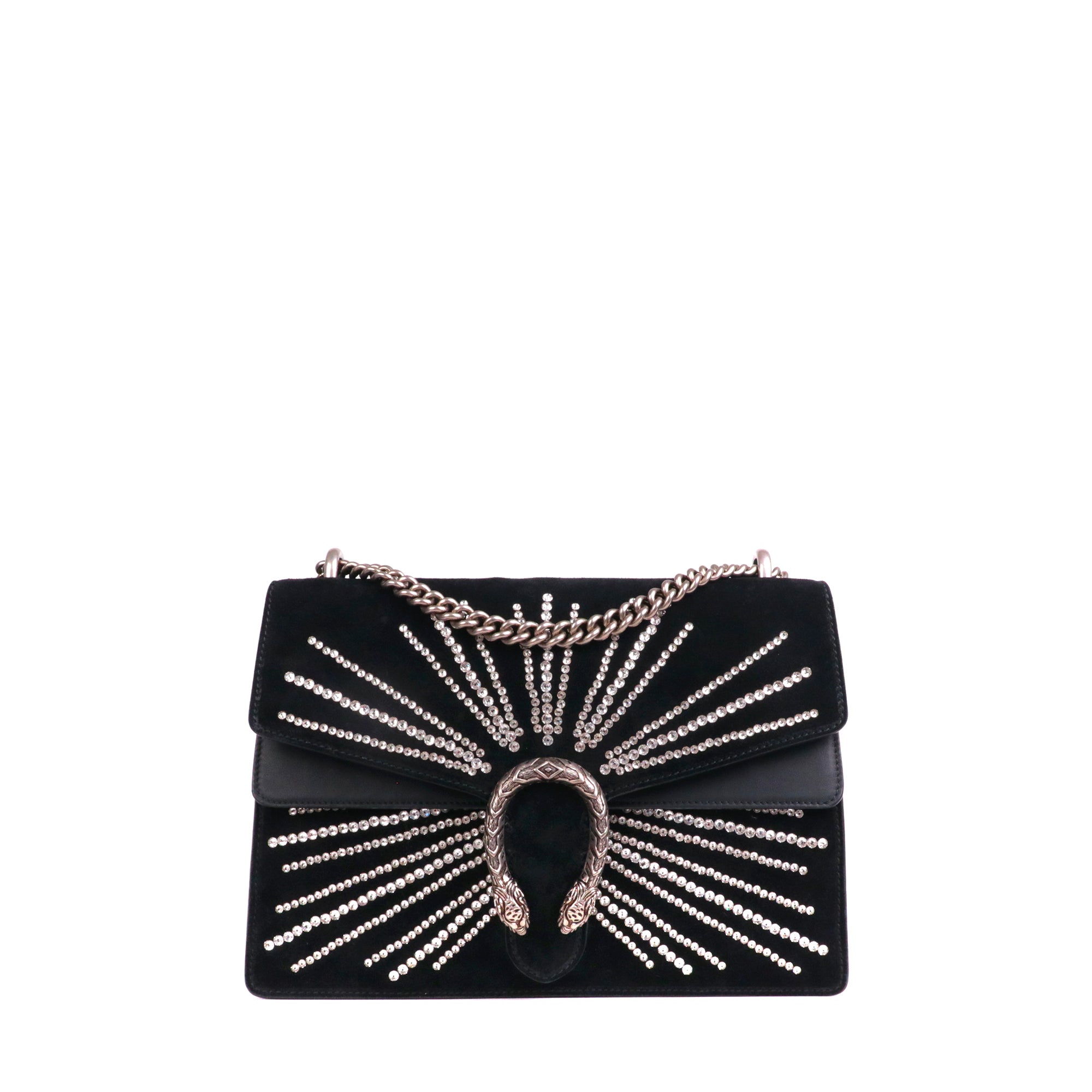 GUCCI - Sac à épaule Dionysus medium Gucci en daim noir à strass