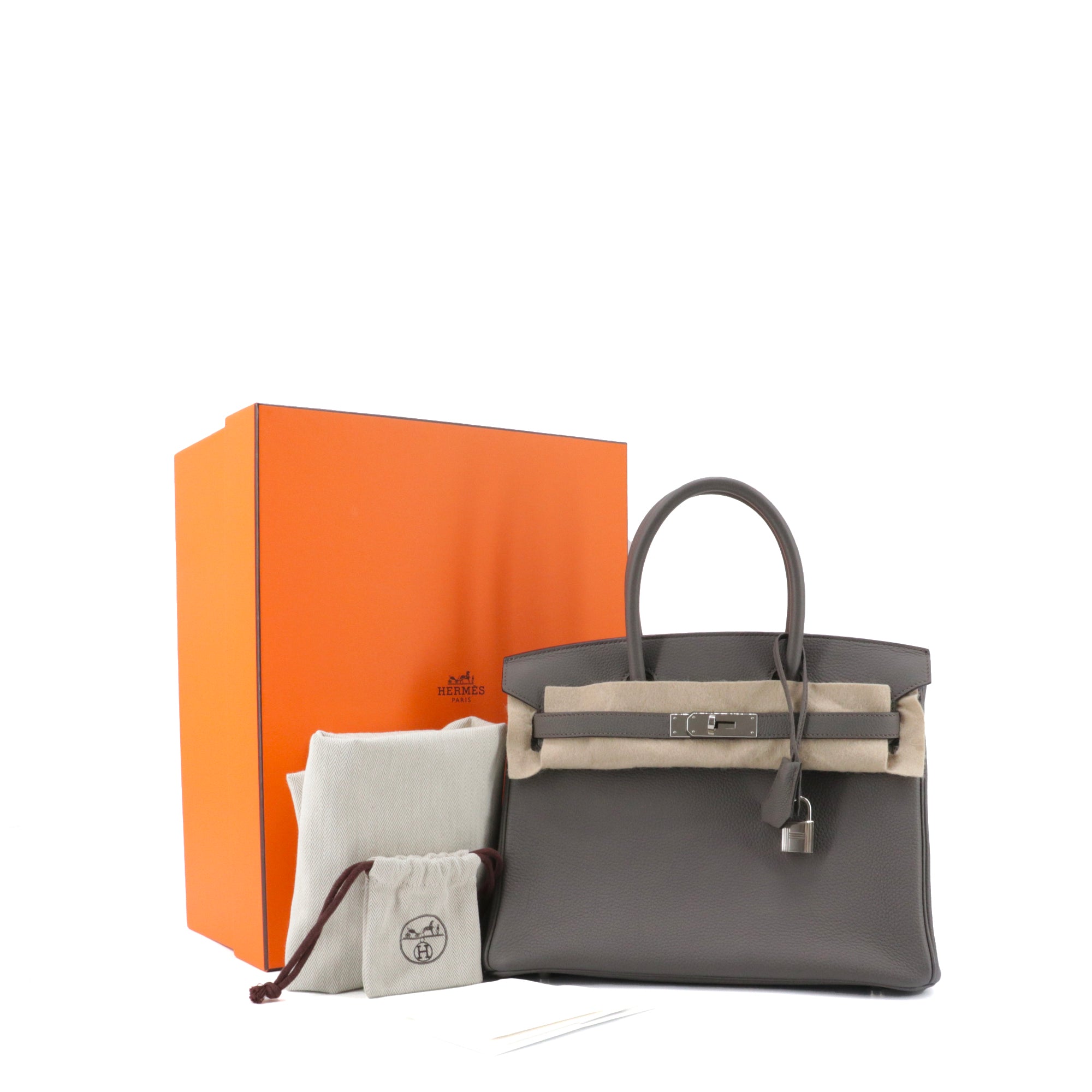 HERMÈS - Sac à main Birkin 30 Hermès en cuir togo gris étain