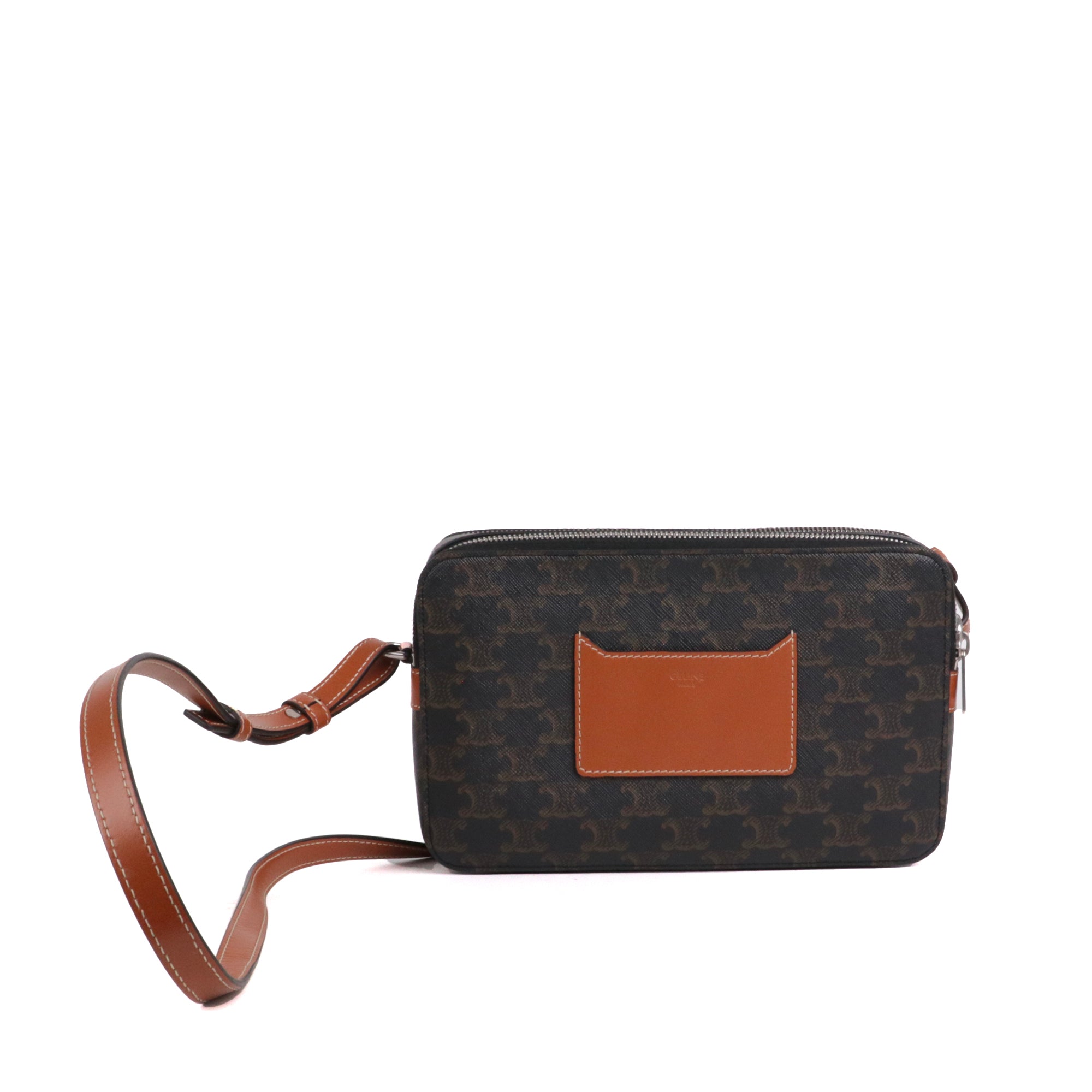 CELINE - Sac à bandoulière Messenger Double Zip Celine en cuir et toile enduite