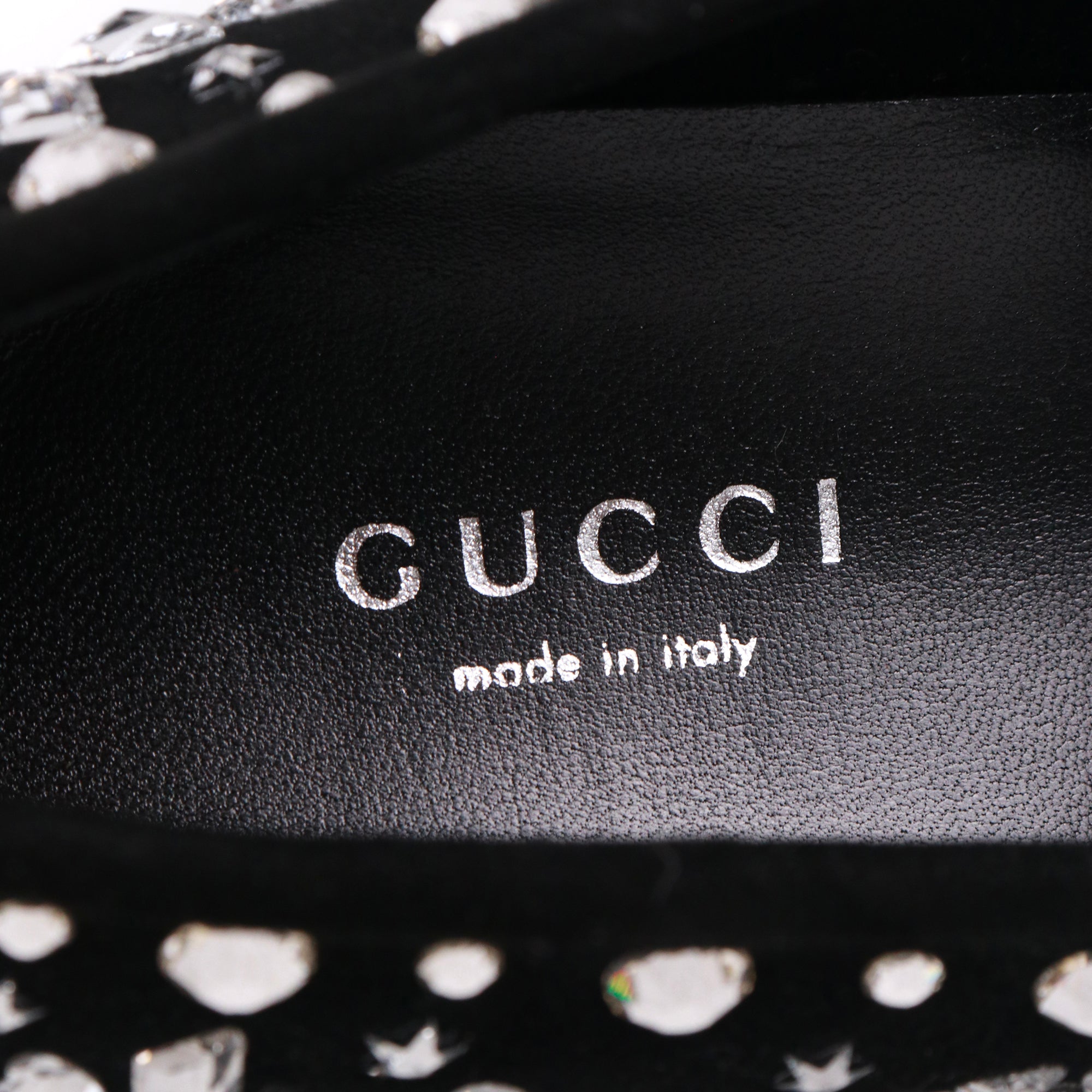 GUCCI - Mocassins Jordaan Gucci en daim noir et strass (T37,5)