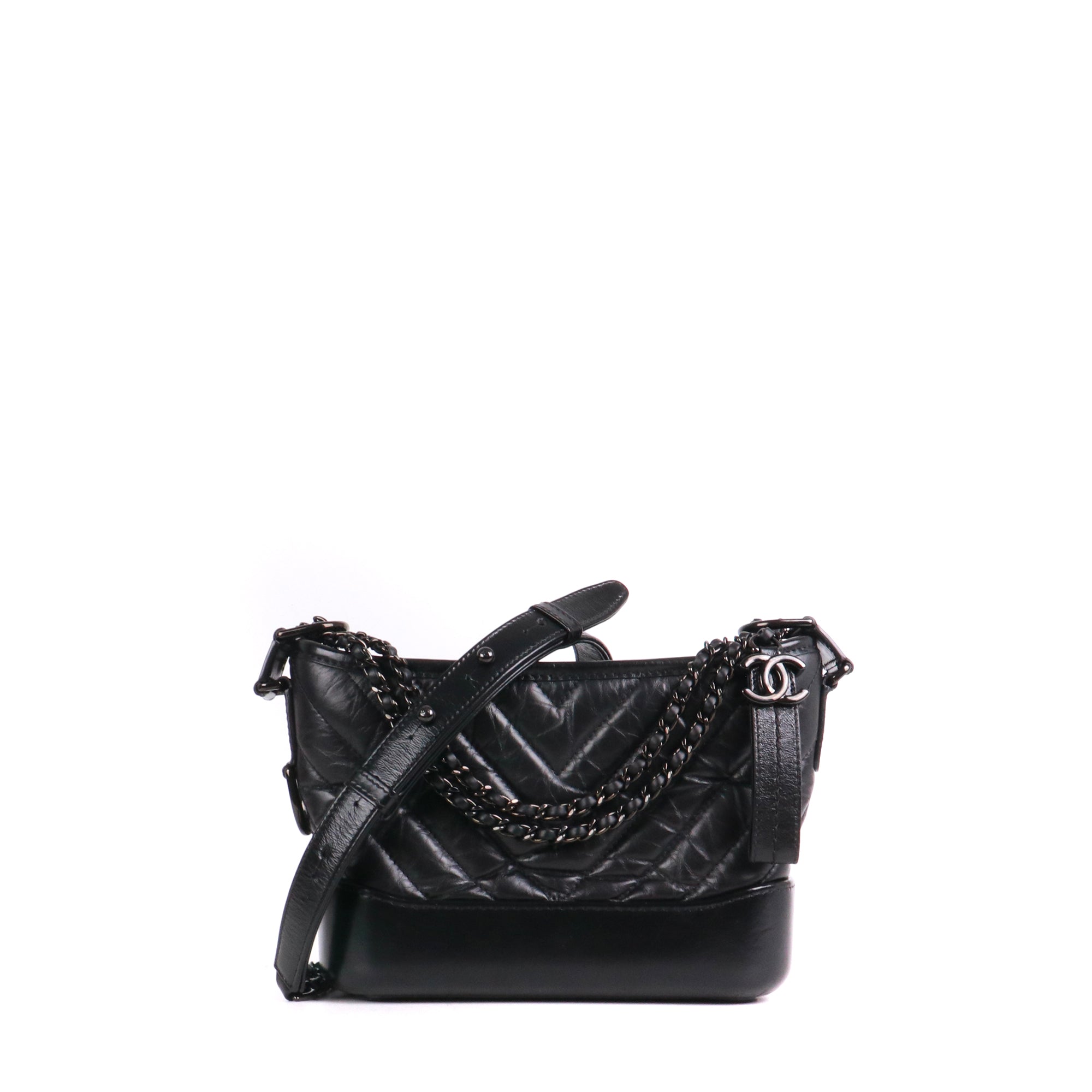 CHANEL - Sac à bandoulière Gabrielle So Black Chanel petit modèle en cuir lisse noir