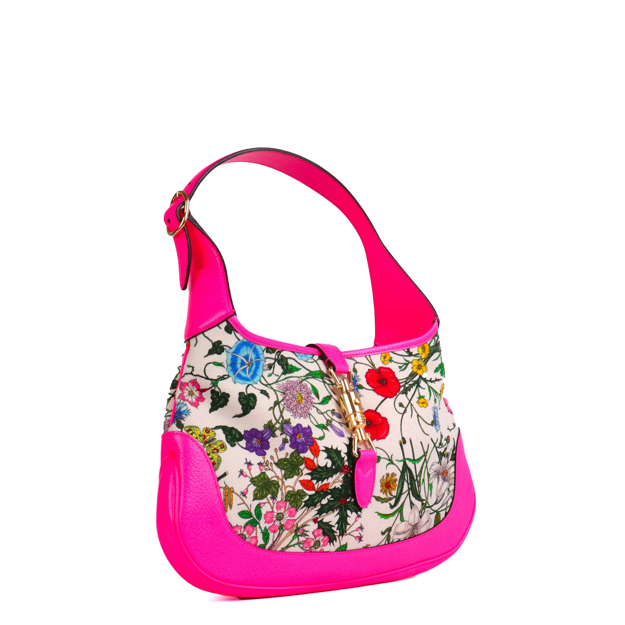 GUCCI - Small Gucci Jackie 1961 shoulder bag in denim and brown grained leather