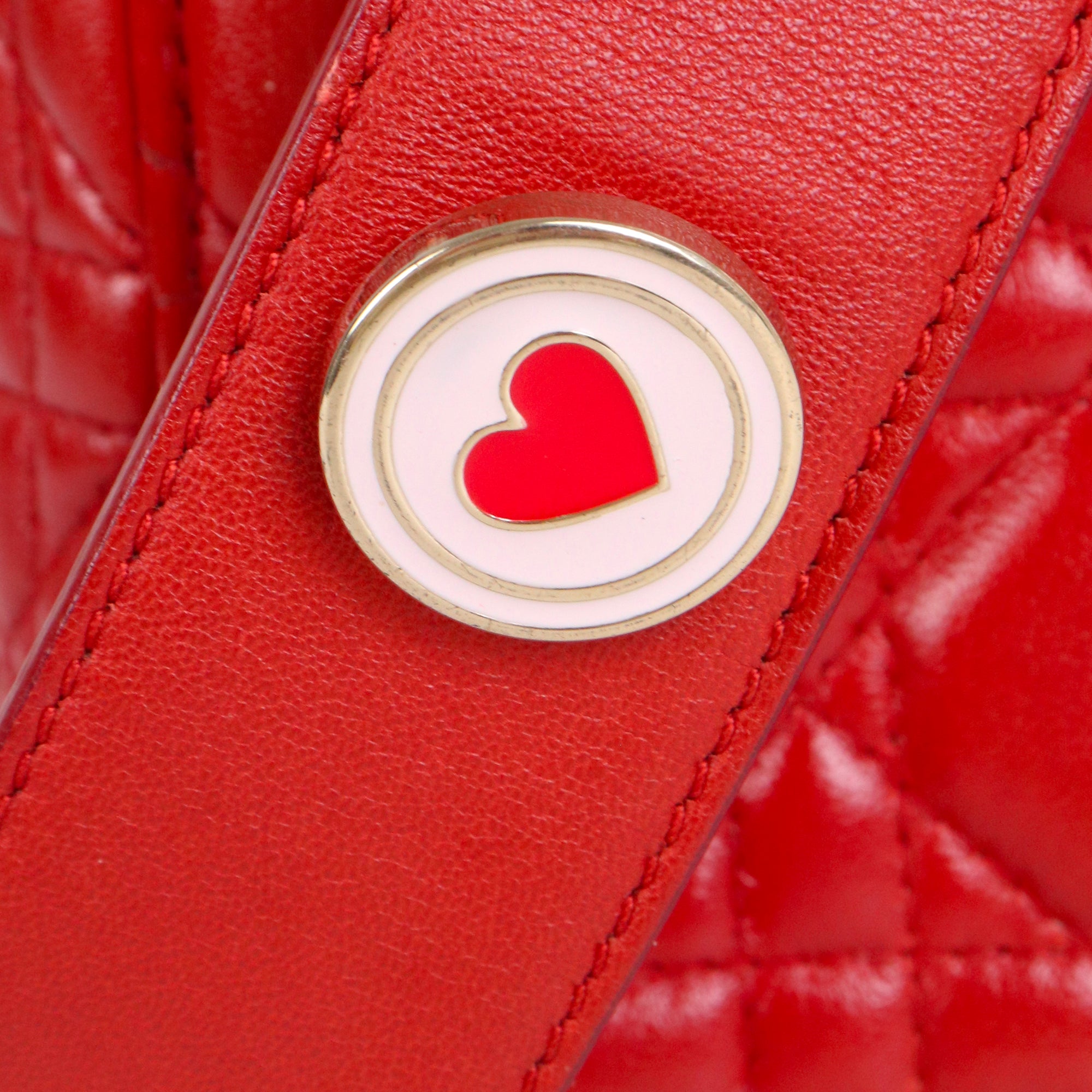 DIOR - Sac à main My Lady Dior small en cuir lisse rouge