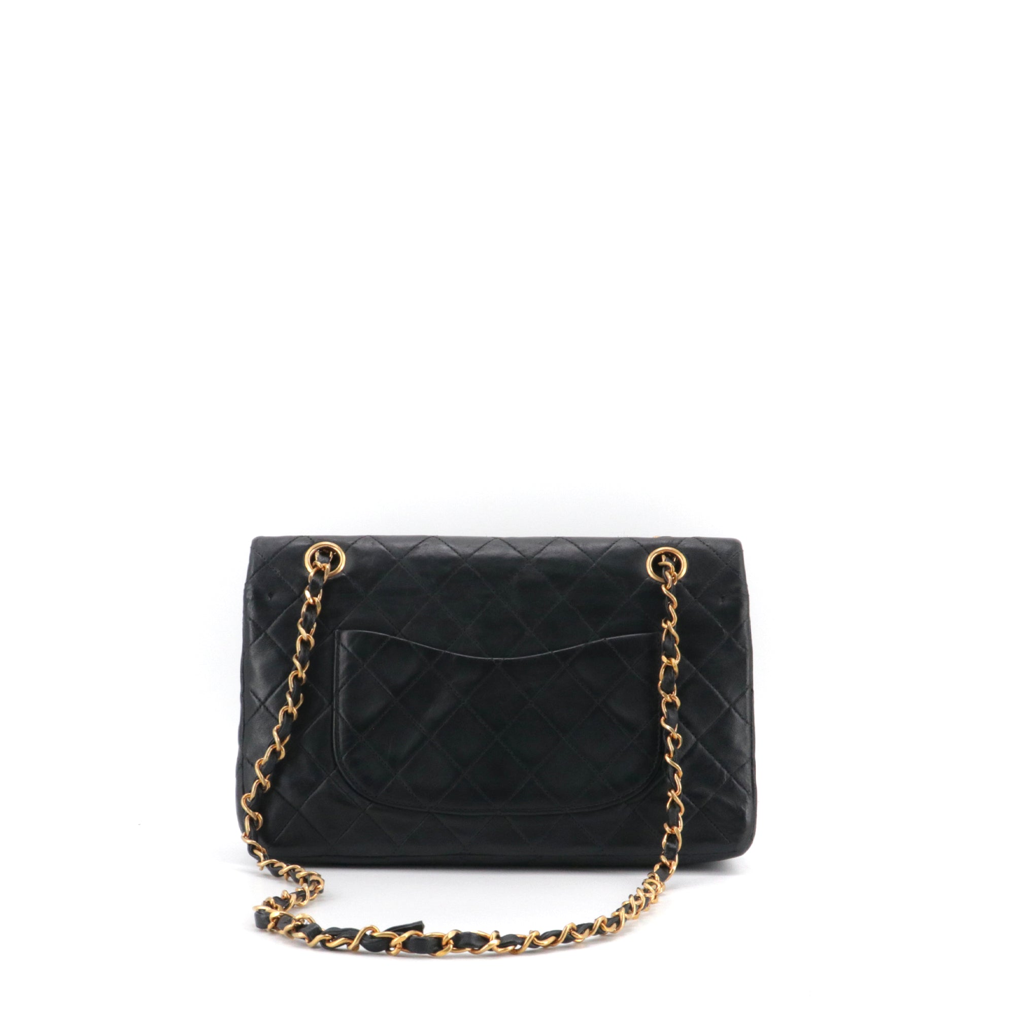 CHANEL - Sac à main Classique/Timeless Chanel 11.12 double flap Chanel en cuir lisse noir vintage