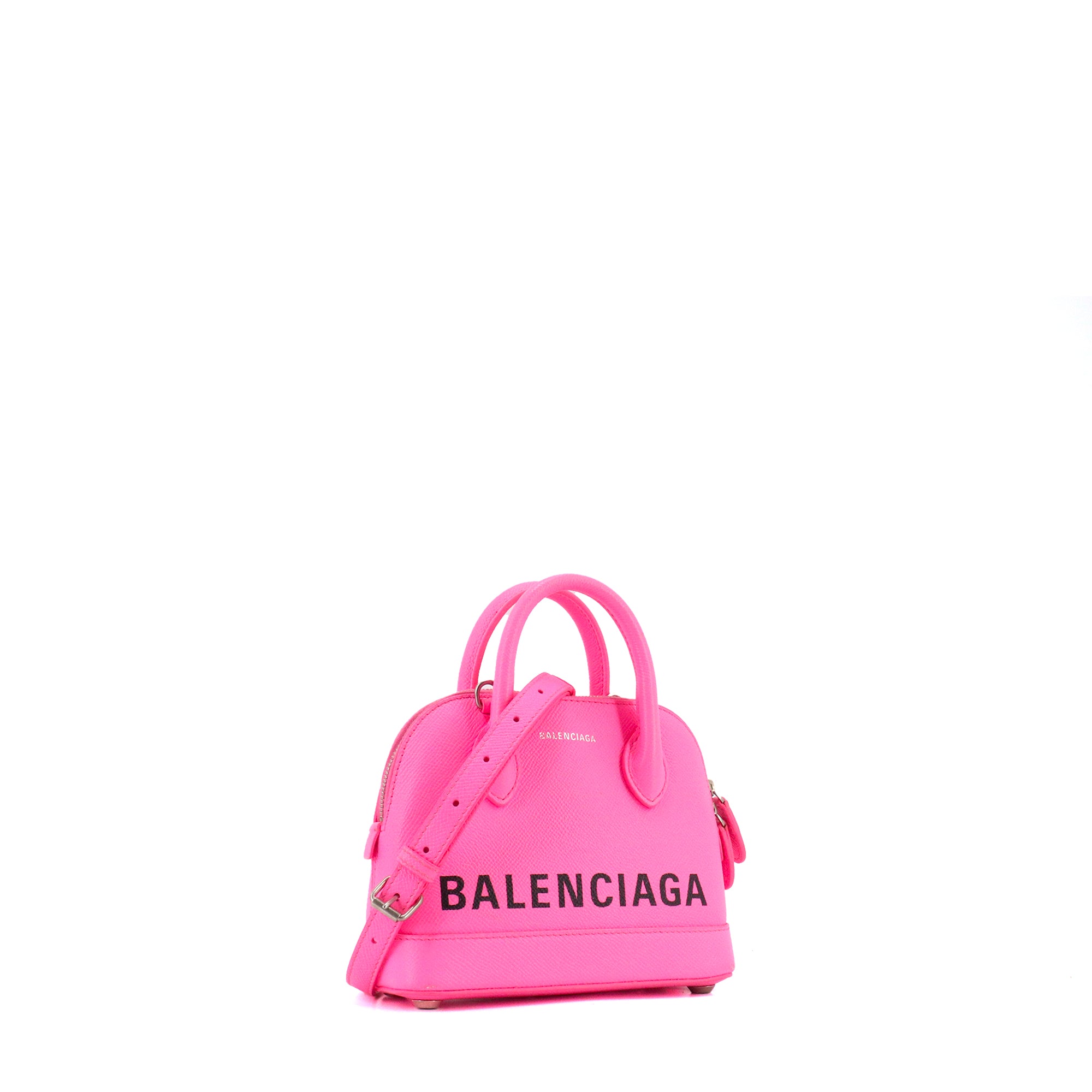 BALENCIAGA - Sac à bandoulière Ville Balenciaga en cuir grainé rose fluo