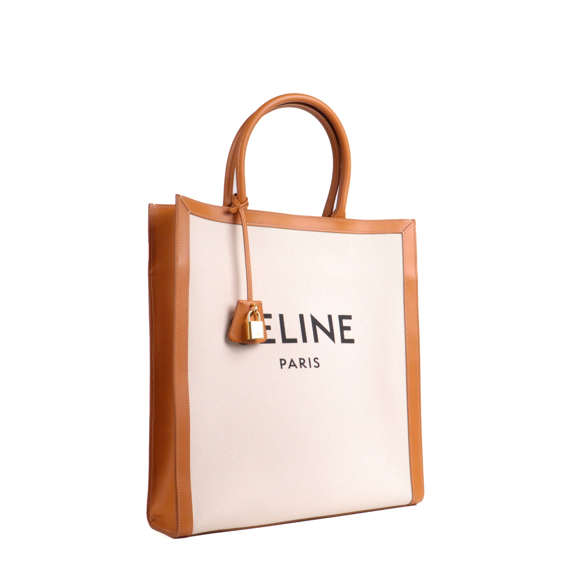 CELINE - Sac Cabas Vertical en toile Céline grand modèle beige