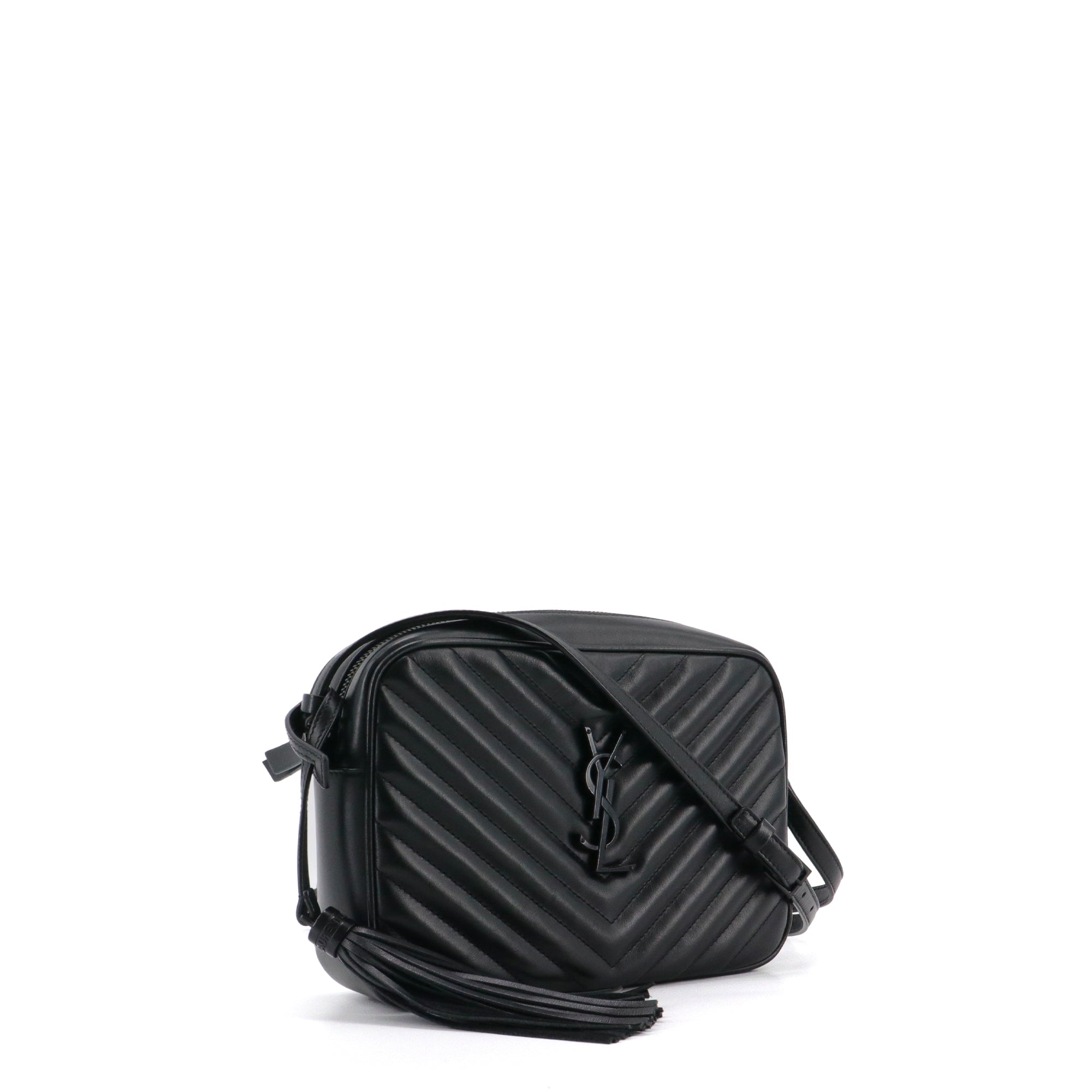 SAINT LAURENT - Sac à bandoulière Lou Saint Laurent en cuir chevron noir