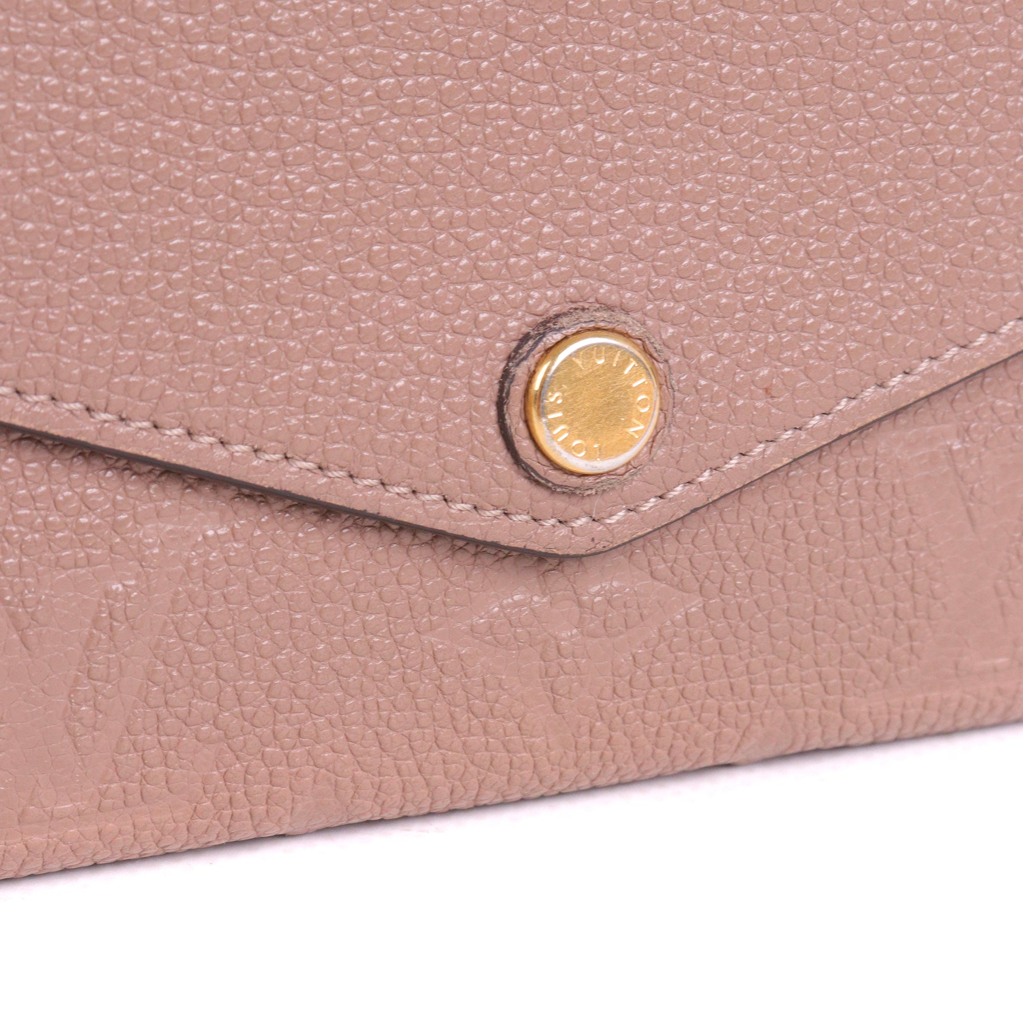 LOUIS VUITTON - Portefeuille Sarah Louis Vuitton en cuir Monogram Empreinte taupe