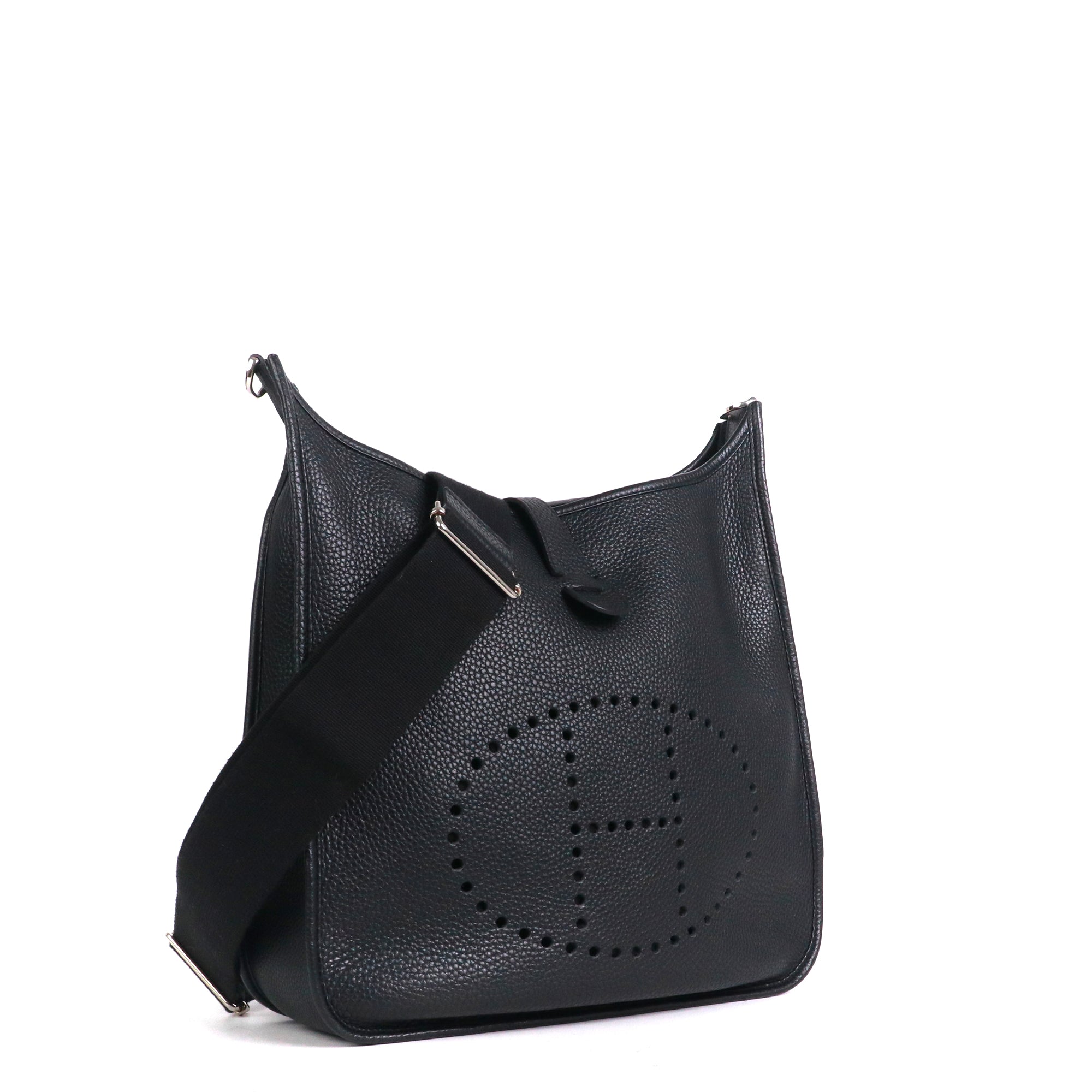 HERMÈS - Sac à bandoulière Evelyne 29 Hermès en cuir Clémence noir