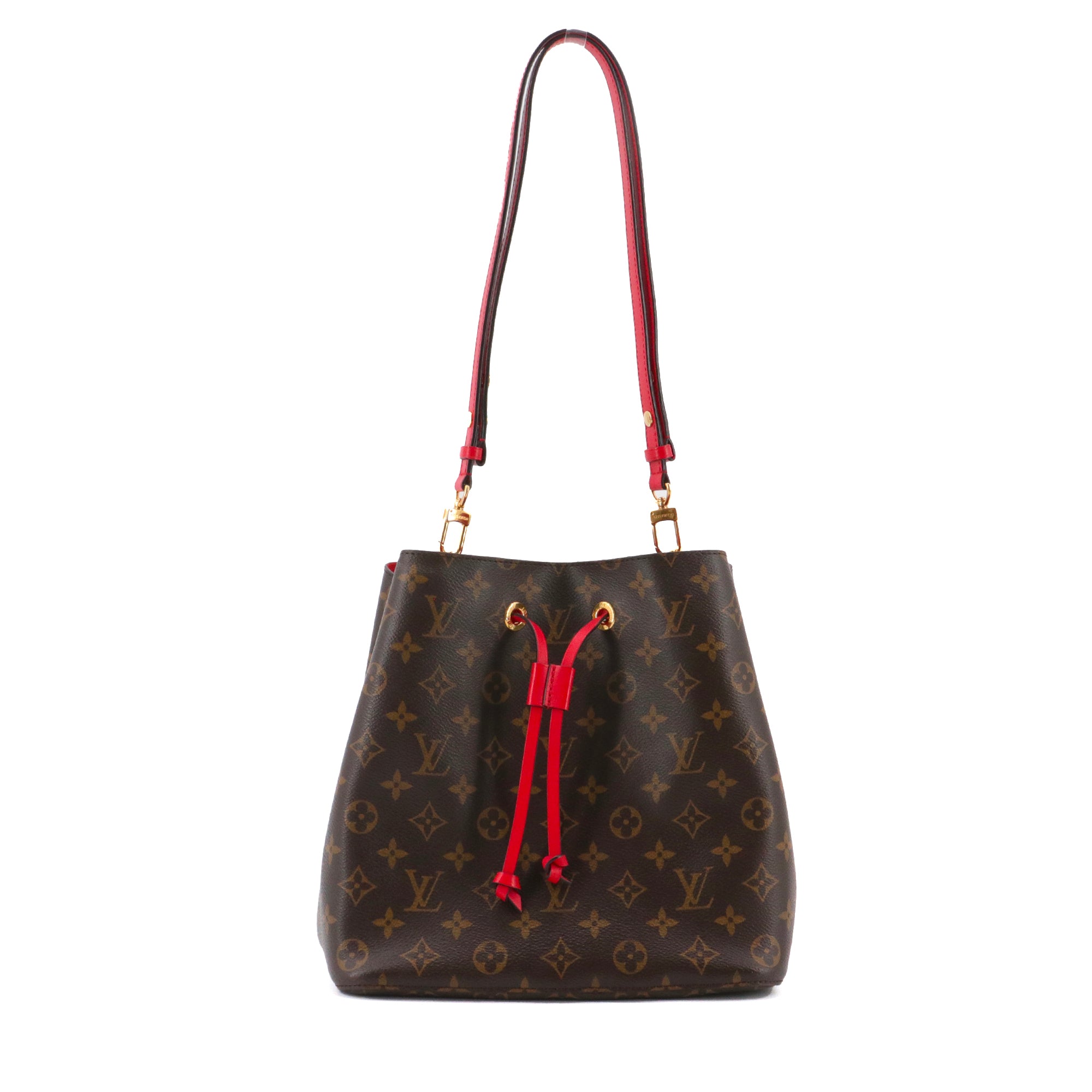 LOUIS VUITTON - Sac à épaule NéoNoé MM Louis Vuitton en toile monogramme et cuir rouge coquelicot