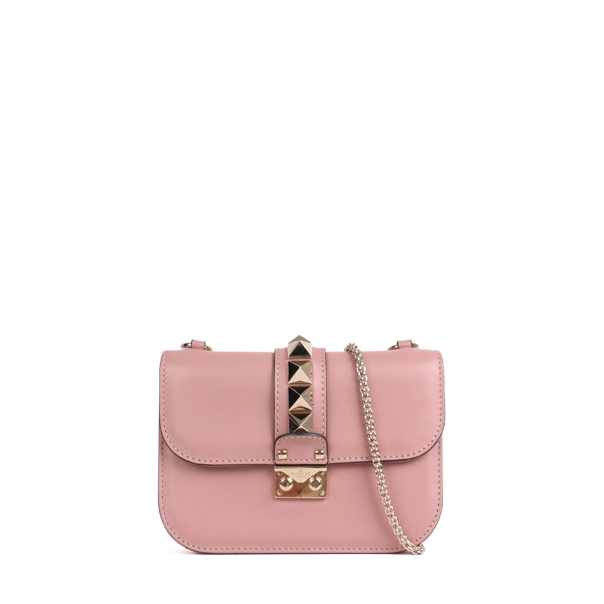 VALENTINO - Sac à bandoulière Glam Lock Valentino en cuir lisse rose ancien