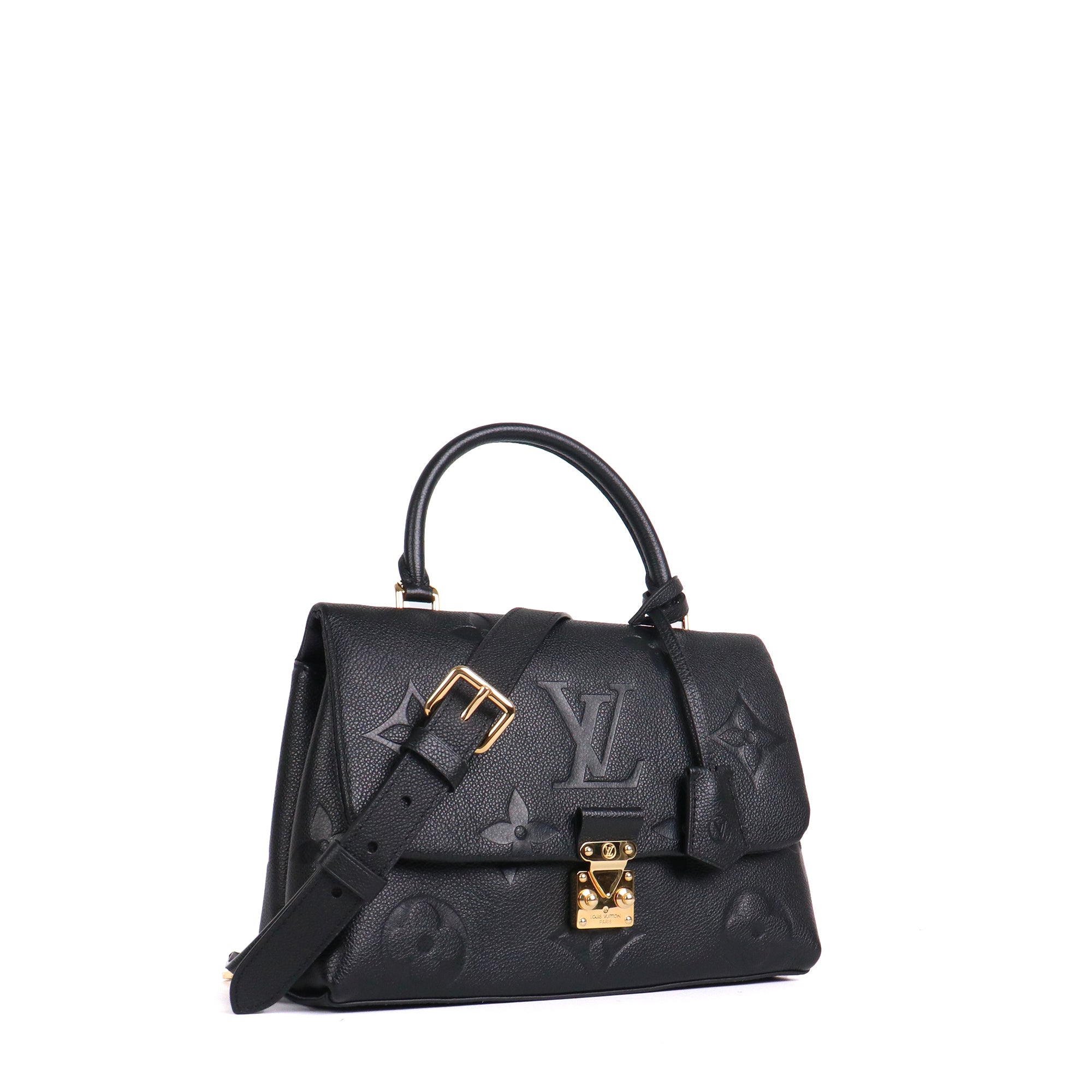 LOUIS VUITTON - Sac à bandoulière Madeleine MM Louis Vuitton en cuir grainé noir