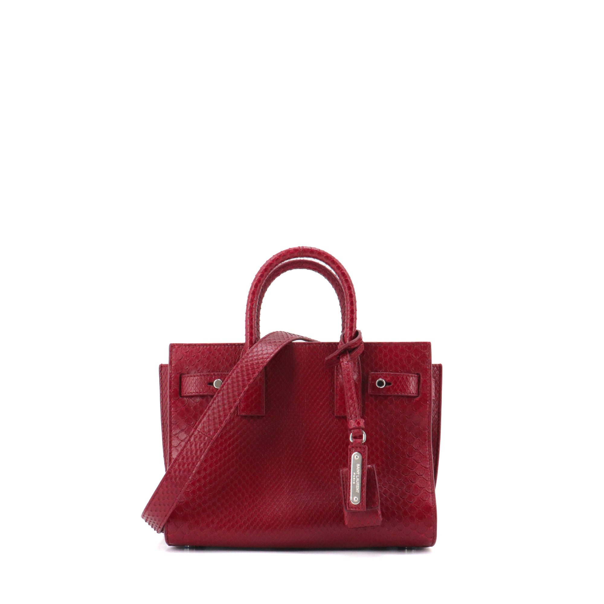 SAINT LAURENT - Sac De Jour Nano Saint Laurent en python bordeaux