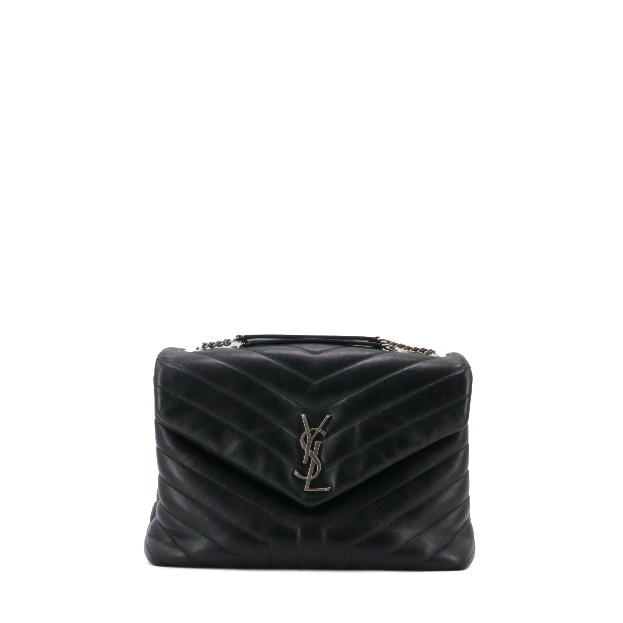 SAINT LAURENT - Sac à bandoulière Loulou medium Saint Laurent en cuir chevron noir