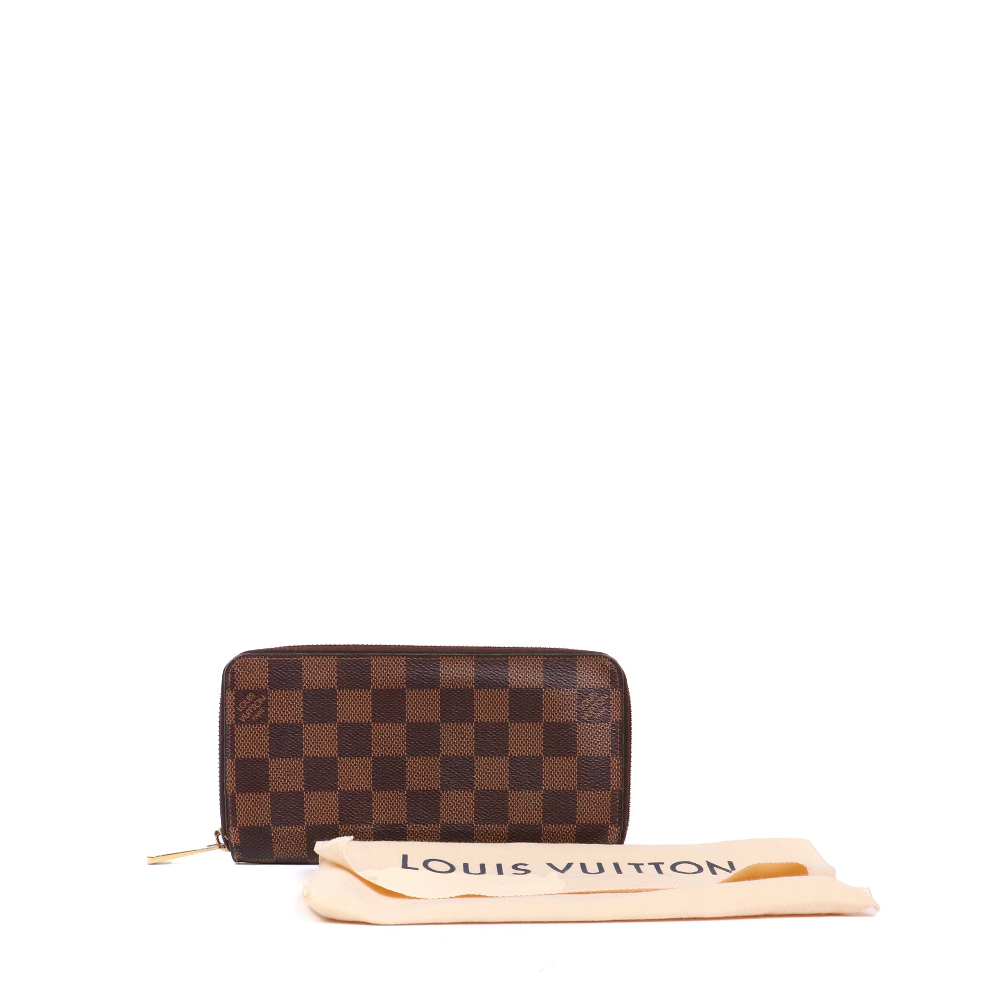 LOUIS VUITTON - Portefeuille Zippy Louis Vuitton en toile damier ébène