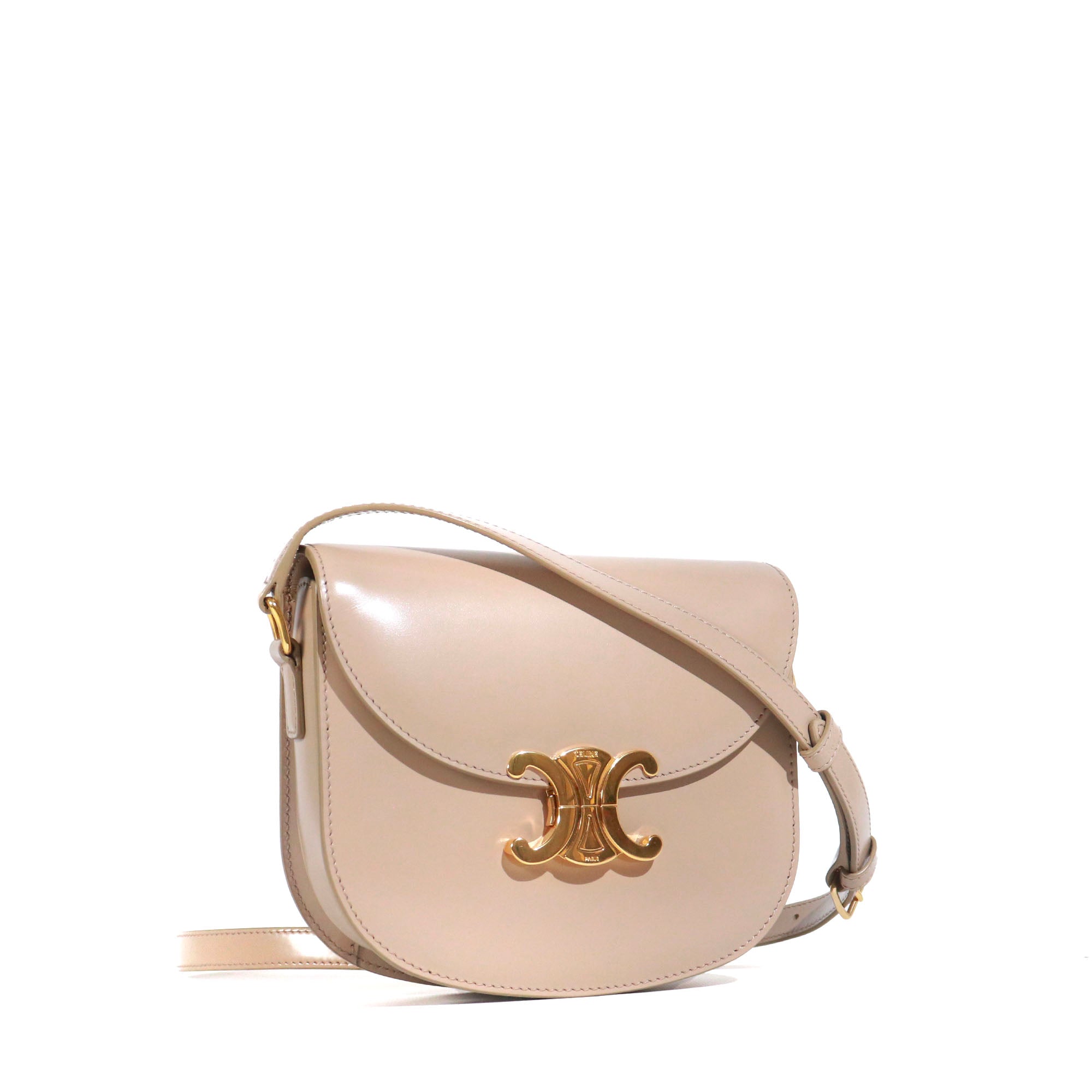 CELINE - Sac à bandoulière Triomphe Clea medium en cuir box marron