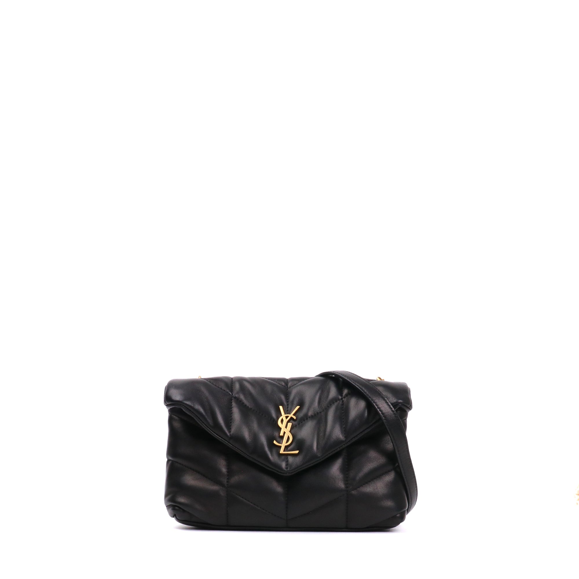 SAINT LAURENT - Sac à bandoulière Puffer Toy Saint Laurent en cuir matelassé noir
