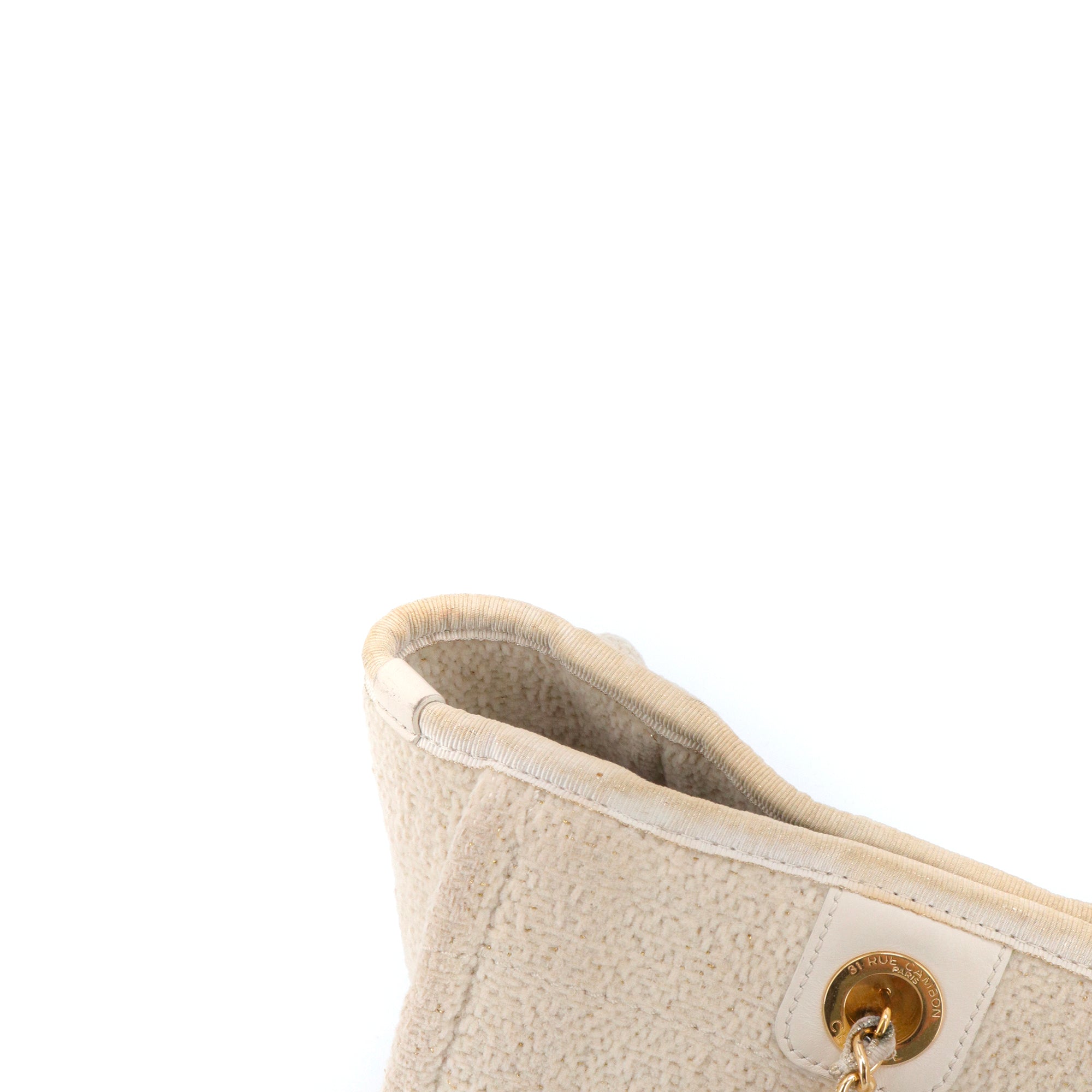 CHANEL - Sac Cabas Deauville Chanel en tweed beige