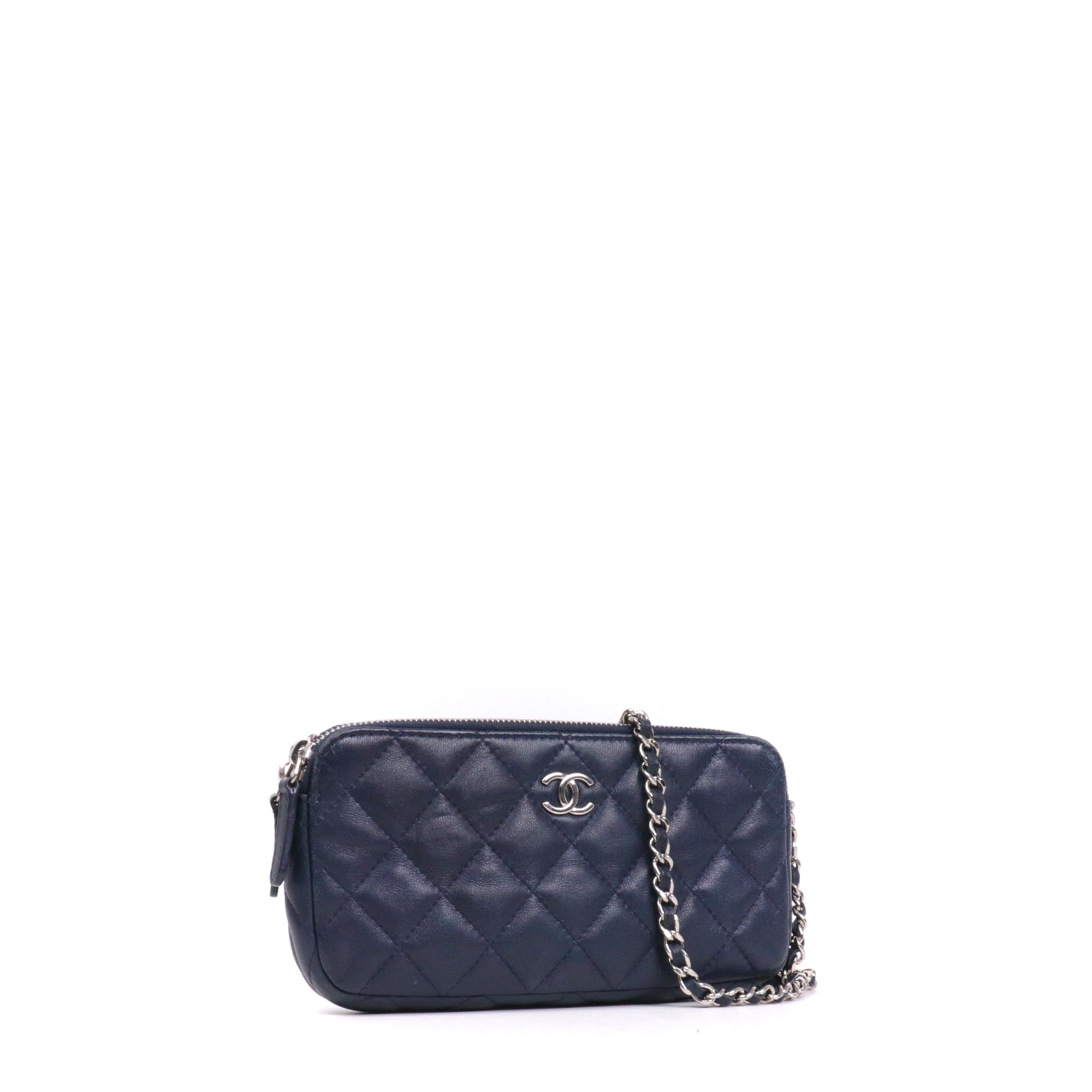 CHANEL - Sac Wallet On Chain Timeless Chanel en cuir bleu marine