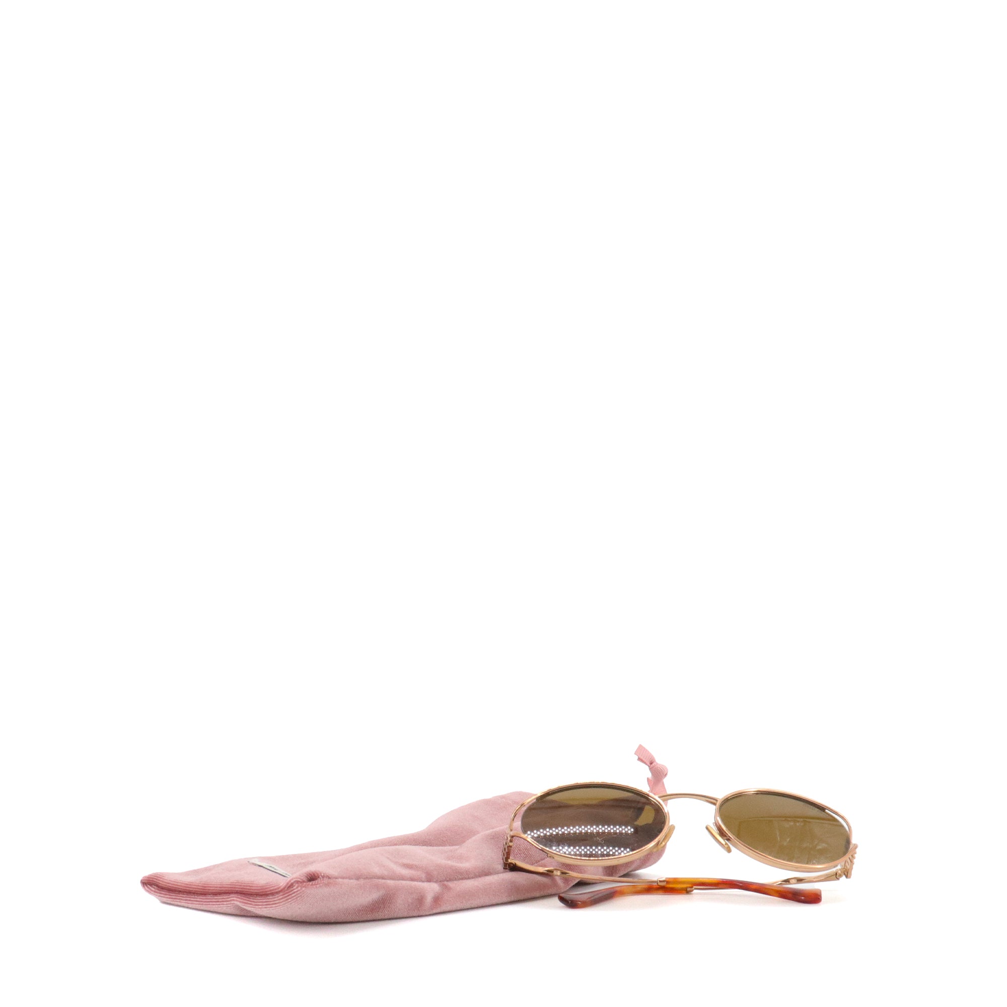MIU MIU - Lunettes de soleil Logo MiuMiu en métal rose gold