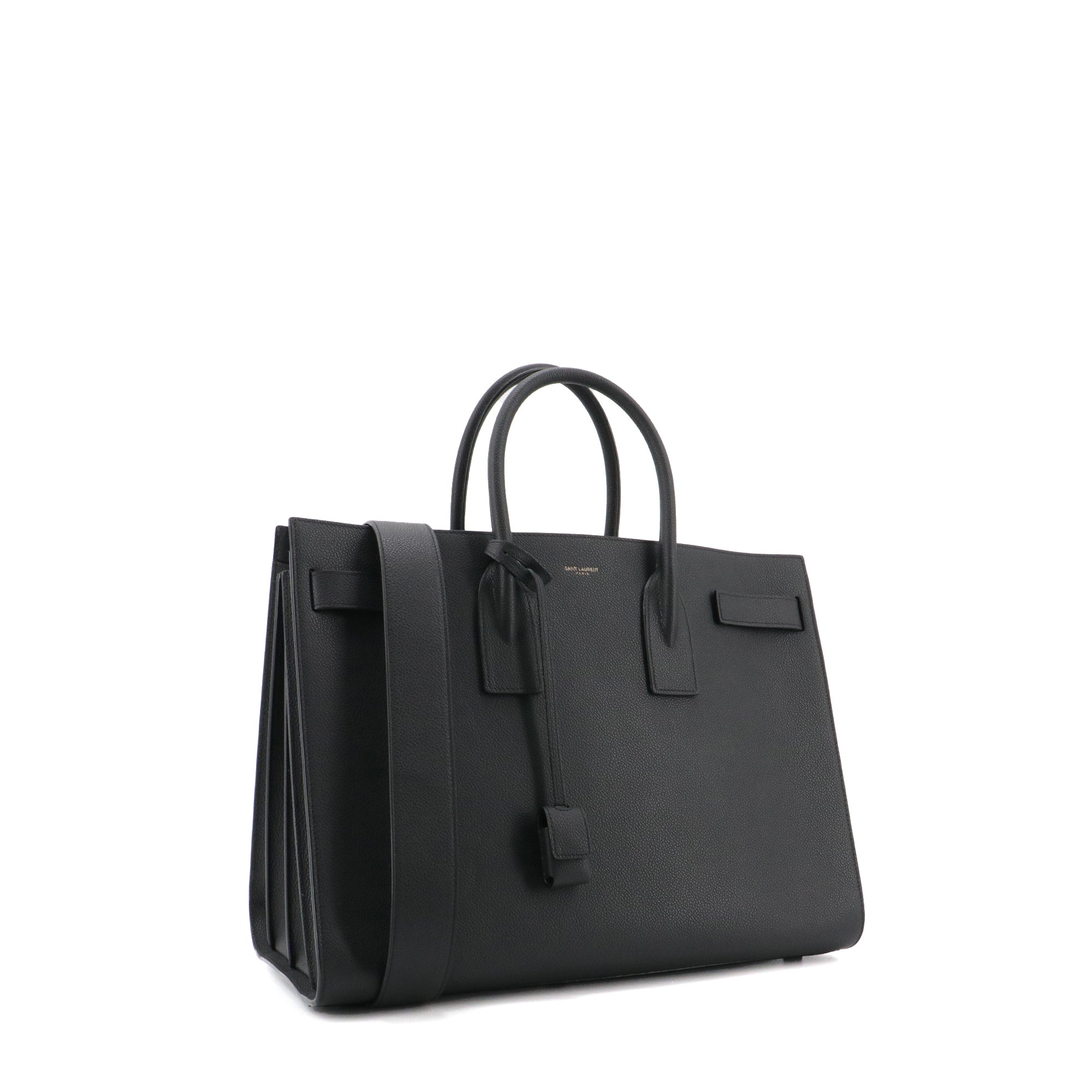 SAINT LAURENT - Sac de Jour Large Saint Laurent en cuir grainé noir
