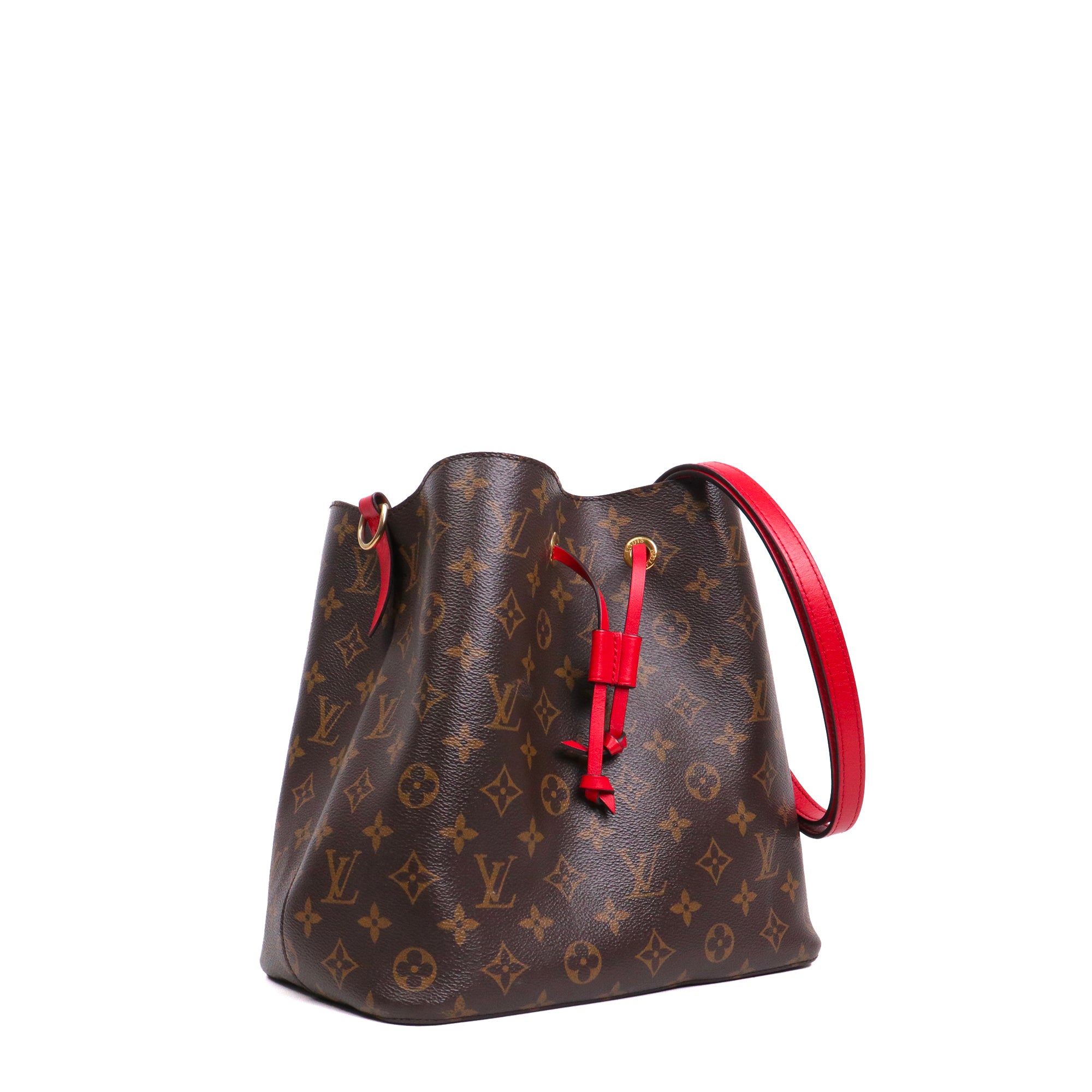 LOUIS VUITTON - Sac à épaule NéoNoé MM Louis Vuitton en toile monogramme et cuir rouge coquelicot