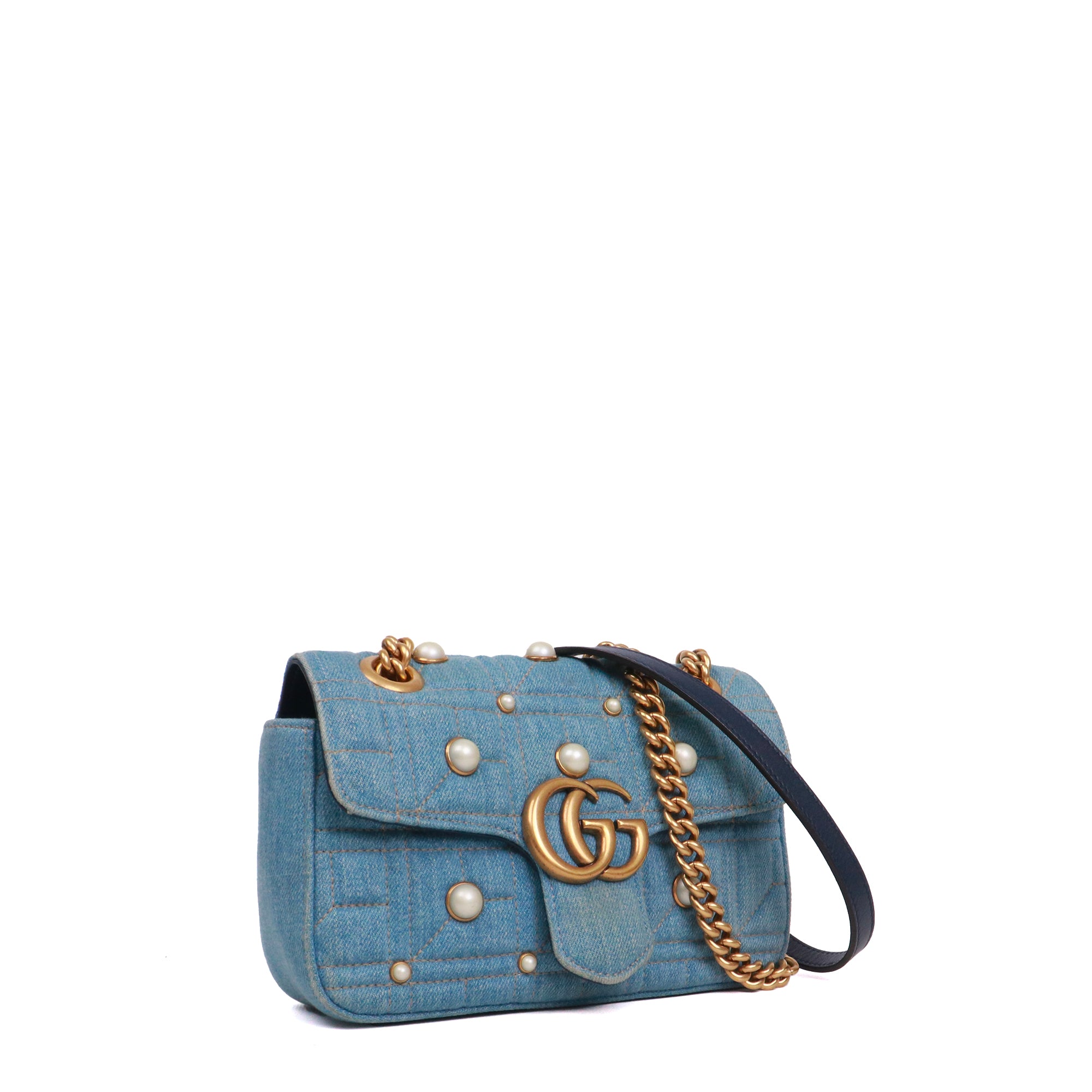 GUCCI - Marmont small size camera shoulder bag quilted in red velvet