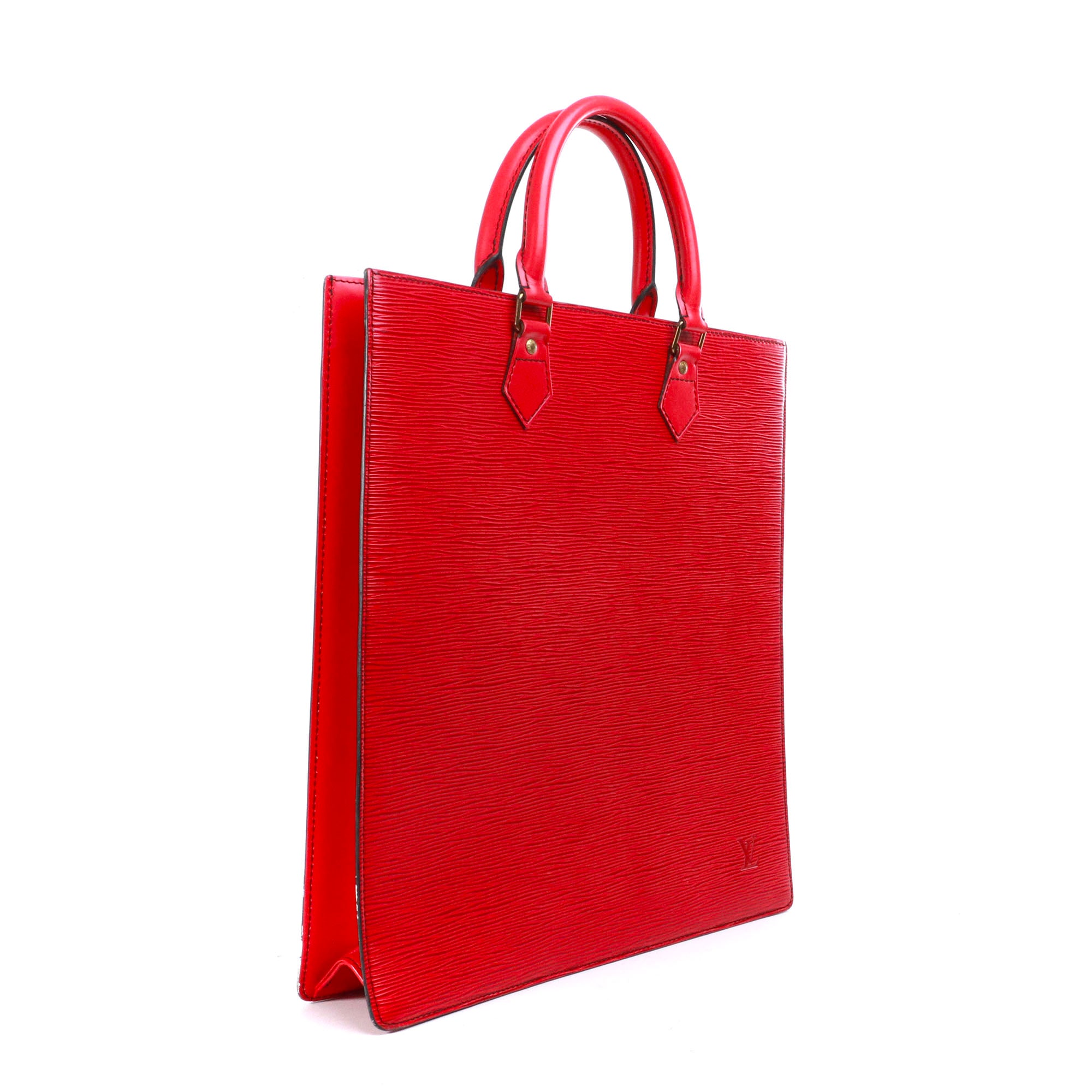 LOUIS VUITTON - Sac cabas plat GM Louis Vuitton en cuir épi rouge