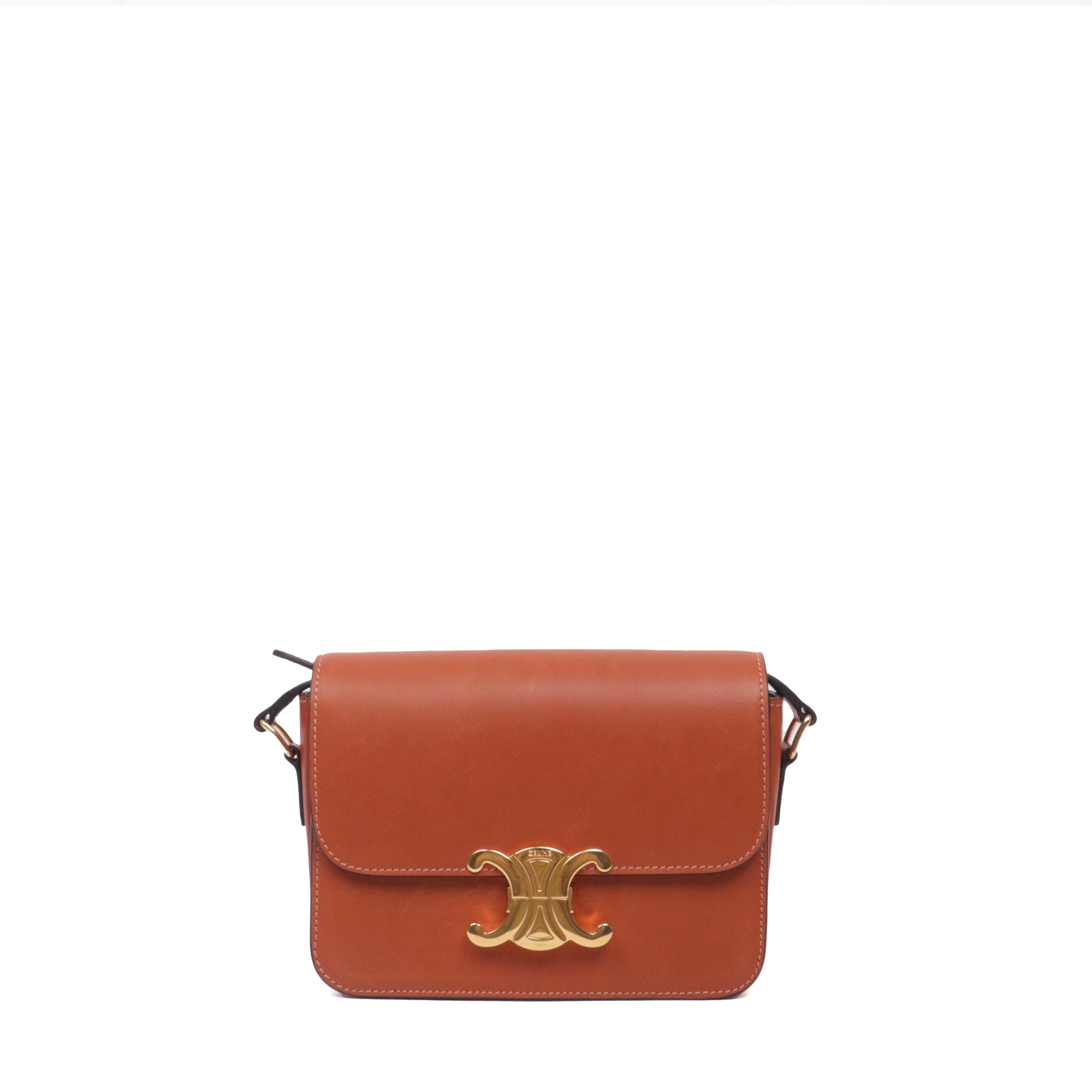 CELINE - Triomphe teen shoulder bag in artic white box leather