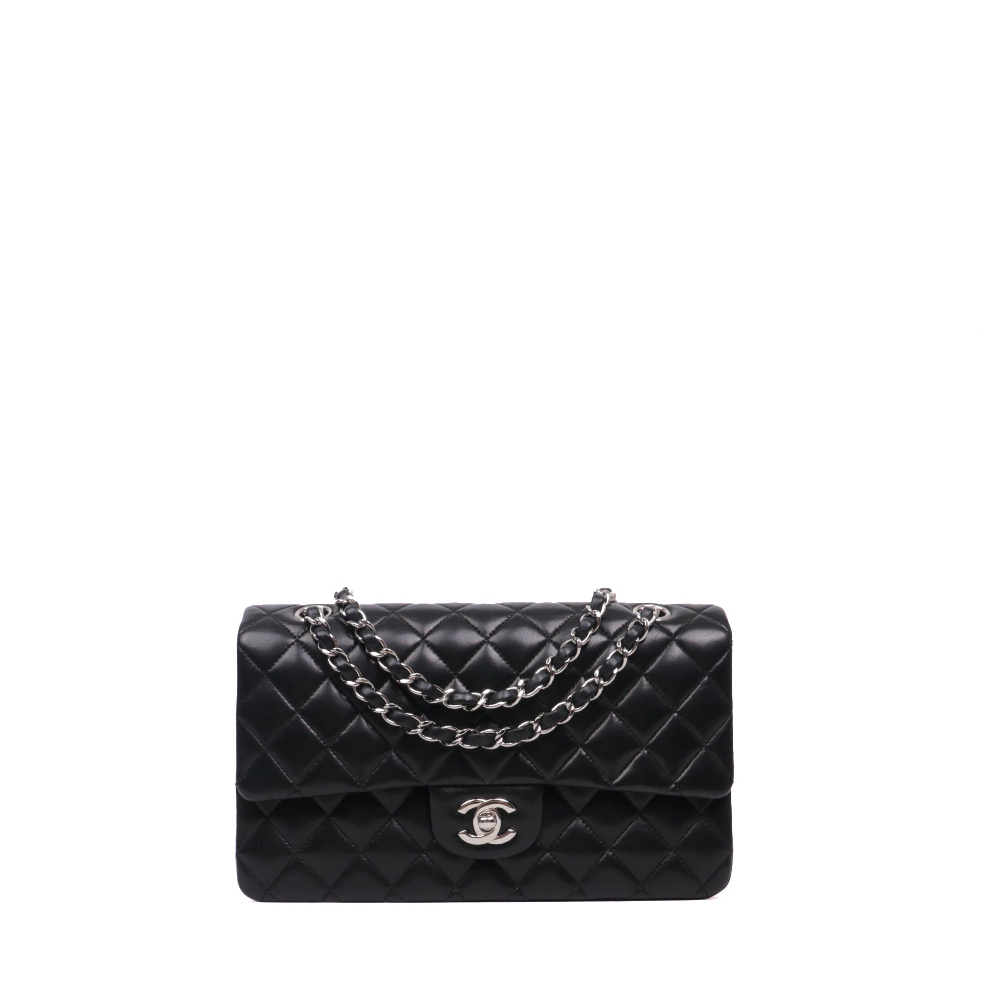 CHANEL - Sac à main Classique/Timeless Chanel 11.12 double flap Chanel en cuir lisse noir