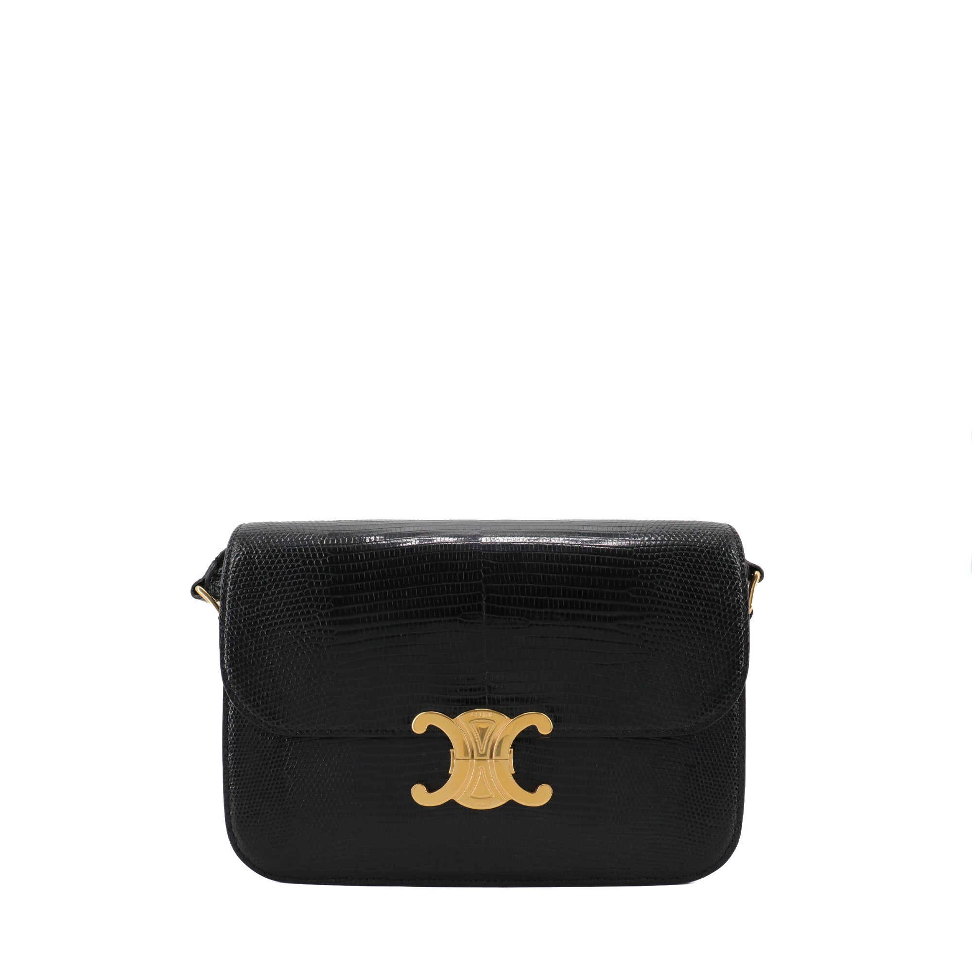 CELINE - Sac à bandoulière Triomphe Celine en lézard noir