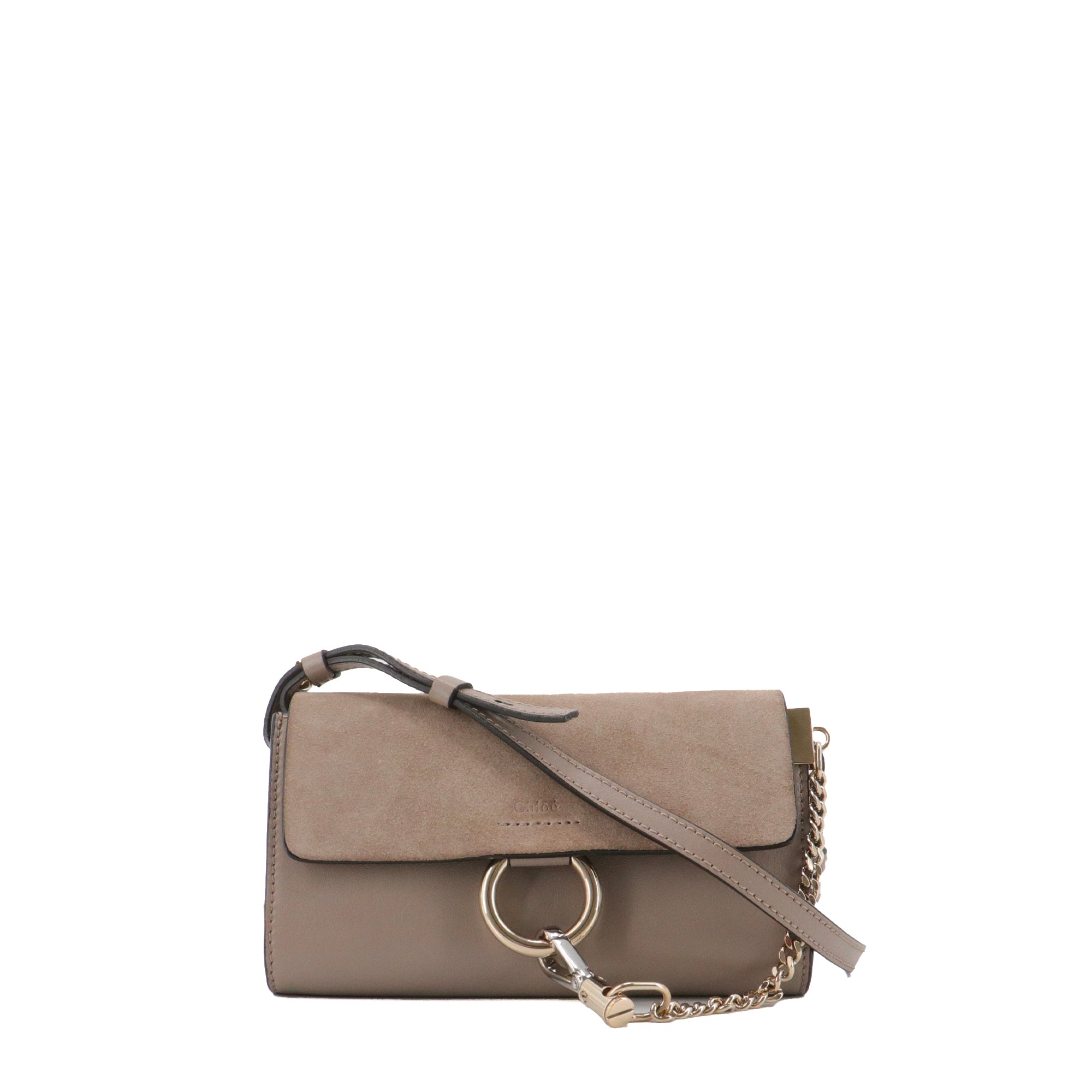 CHLOÉ - Sac à bandoulière Faye mini Chloé en cuir et daim beige
