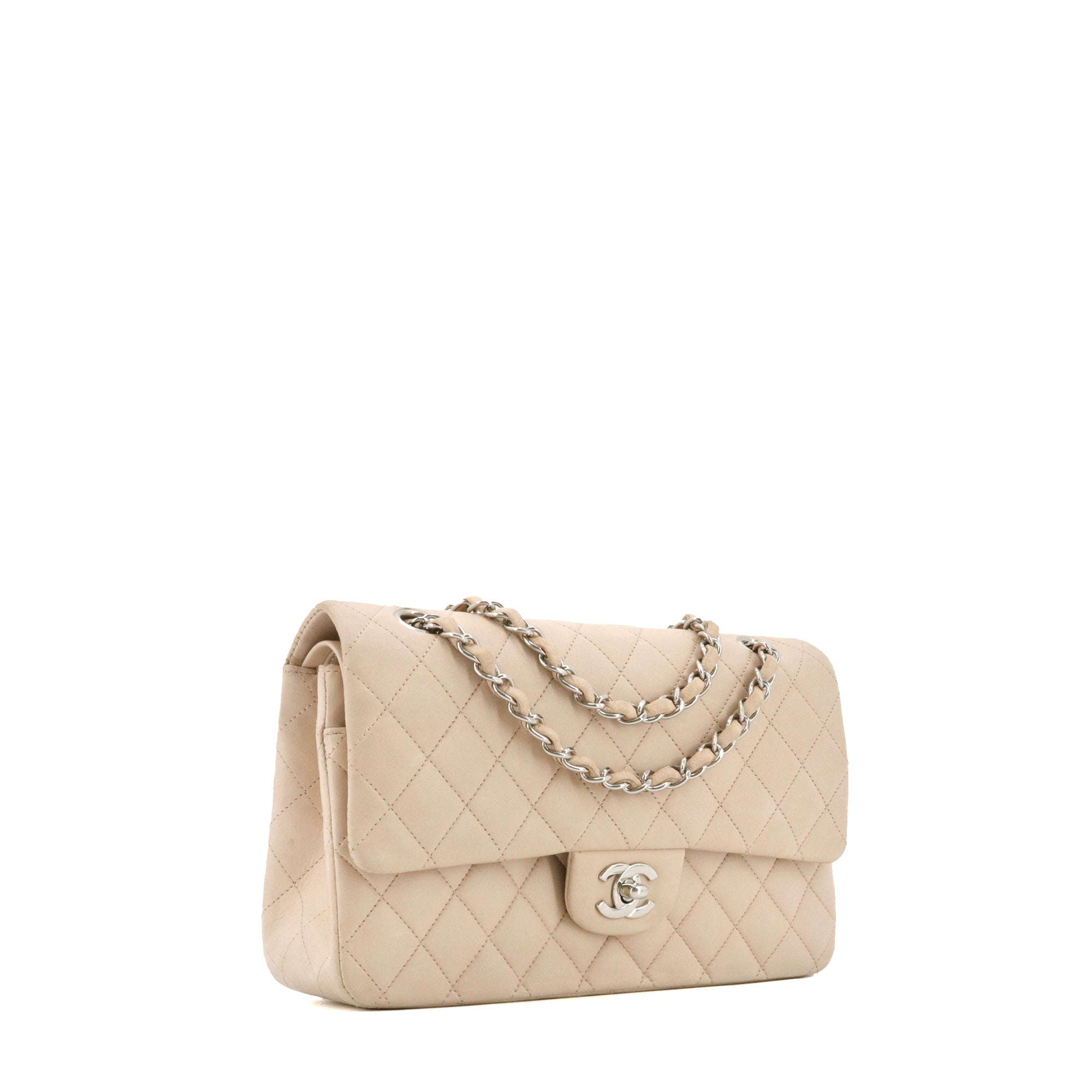 CHANEL - Sac à main Classique/Timeless Chanel 11.12 double flap Chanel en cuir lisse beige