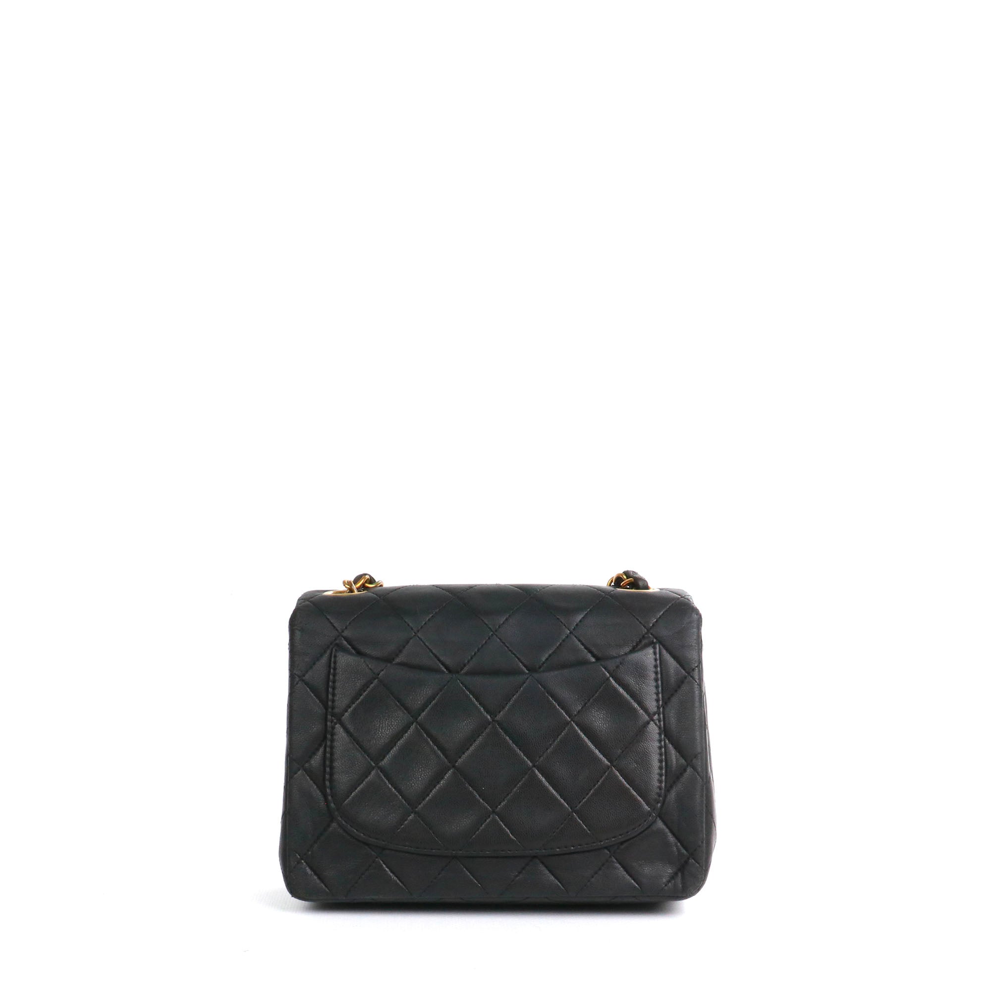 CHANEL - Sac à bandoulière Timeless/Classique Mini Square Chanel en cuir noir vintage