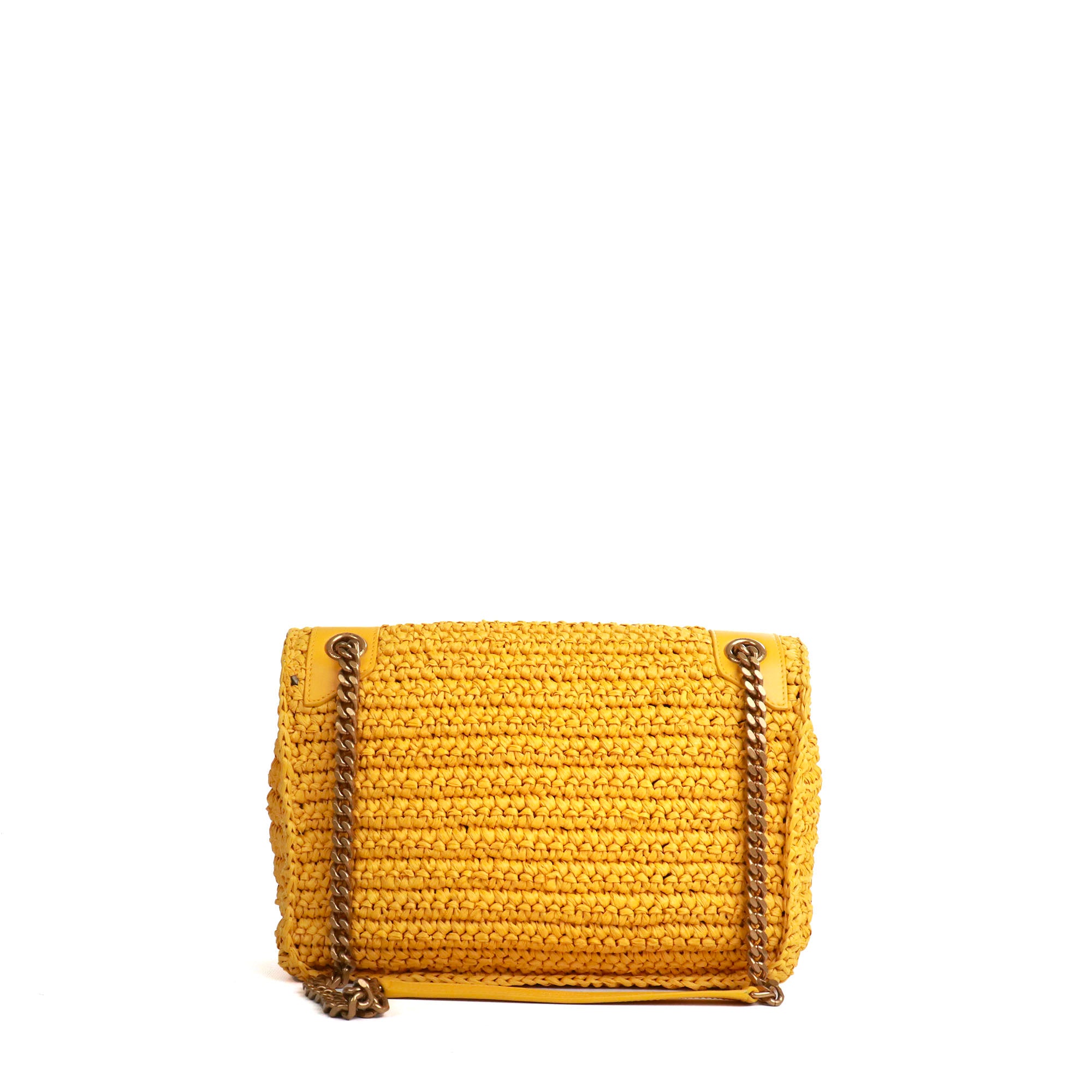 SAINT LAURENT - Sac à bandoulière Niki medium Saint Laurent en raphia jaune